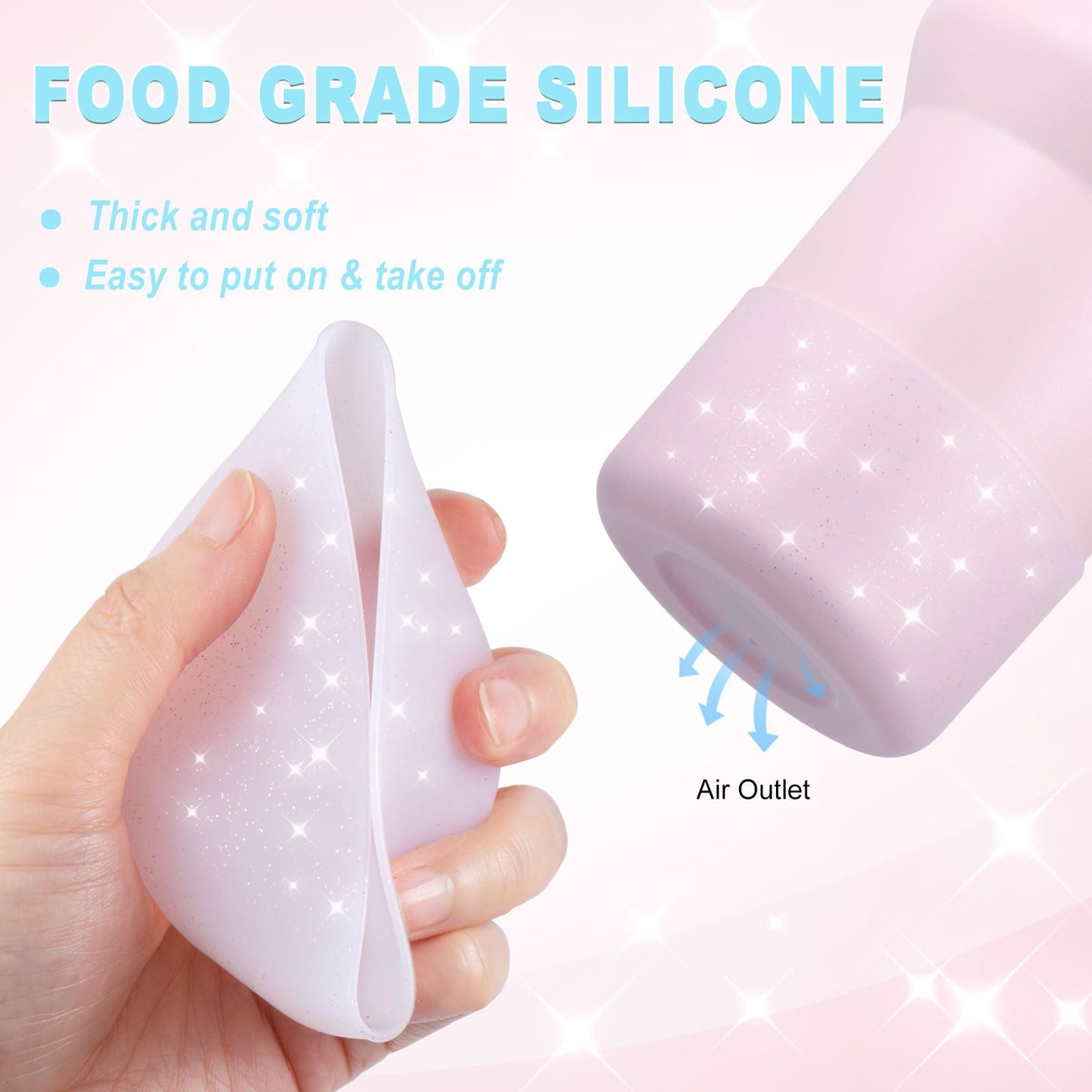 Silicone Boots for Stanley Cup 20-40 OZ, Glitter Boot for Stanley IceFlow 20 30 OZ, Bottom Protector Sleeve for Hydroflask 12-24 OZ Sports Water Bottle Boot Accessories (Clear Light Pink)