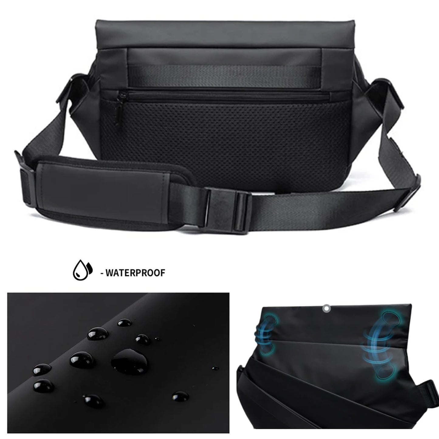 Obsidian Sling Bag, Stylish Crossbody Bag, Water-resistant Shoulder Bag, for Travel, Cycling, Sport, Hiking (Silver)