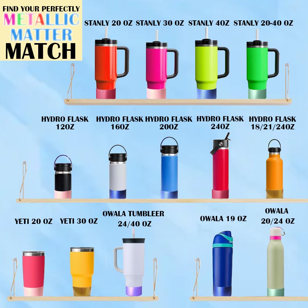 Metallic Matte Luster Silicone Boot Sleeve for Owala 24oz & Stanley/Simple Modern 20-40oz & Water Bottle 12-24oz and More Bottles with 2.8-3in Base Glitter Anti-Slip Bottom Cover (Wisteria)