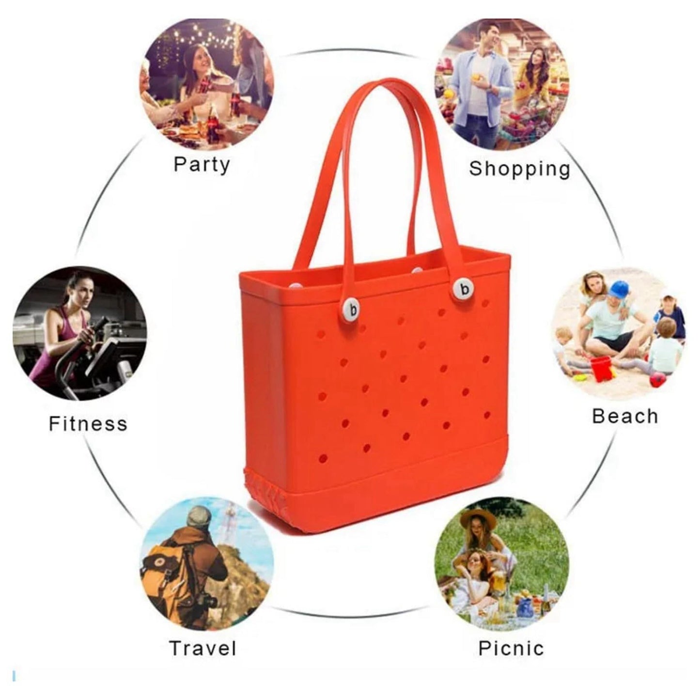 DORYSKS Beach Tote Bag, Extra Large Rubber Tote Bag Waterproof Washableable Tip Proof for the Beach Boat Pool Sports (Light Blue,Large)