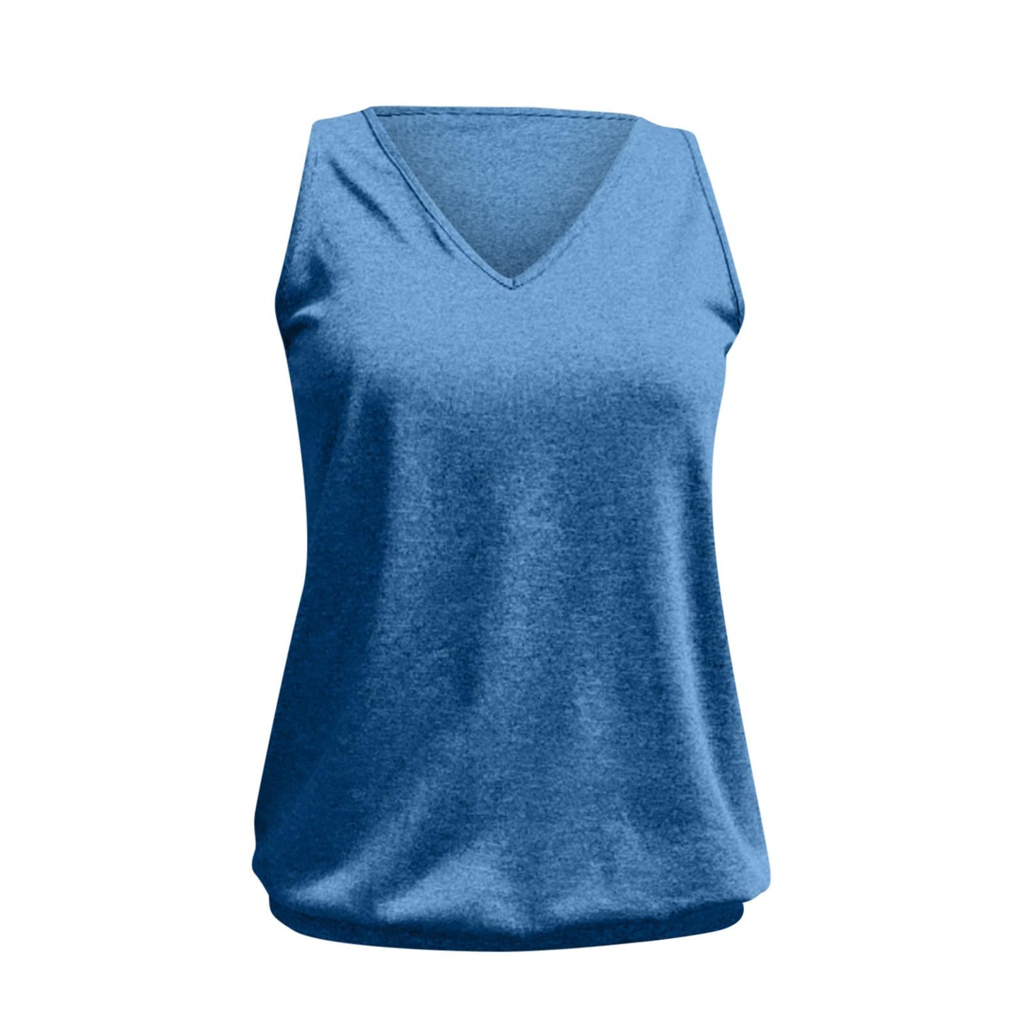 Womens Summer Tops Dressy Casual Banded Bottom Tank Tops Loose Fit V Neck Sleeveless Solid Basic Tee Shirts Blouses My Orders My Orders Lightning Deals of Today Prime of Day Deals Today 2024 Blue