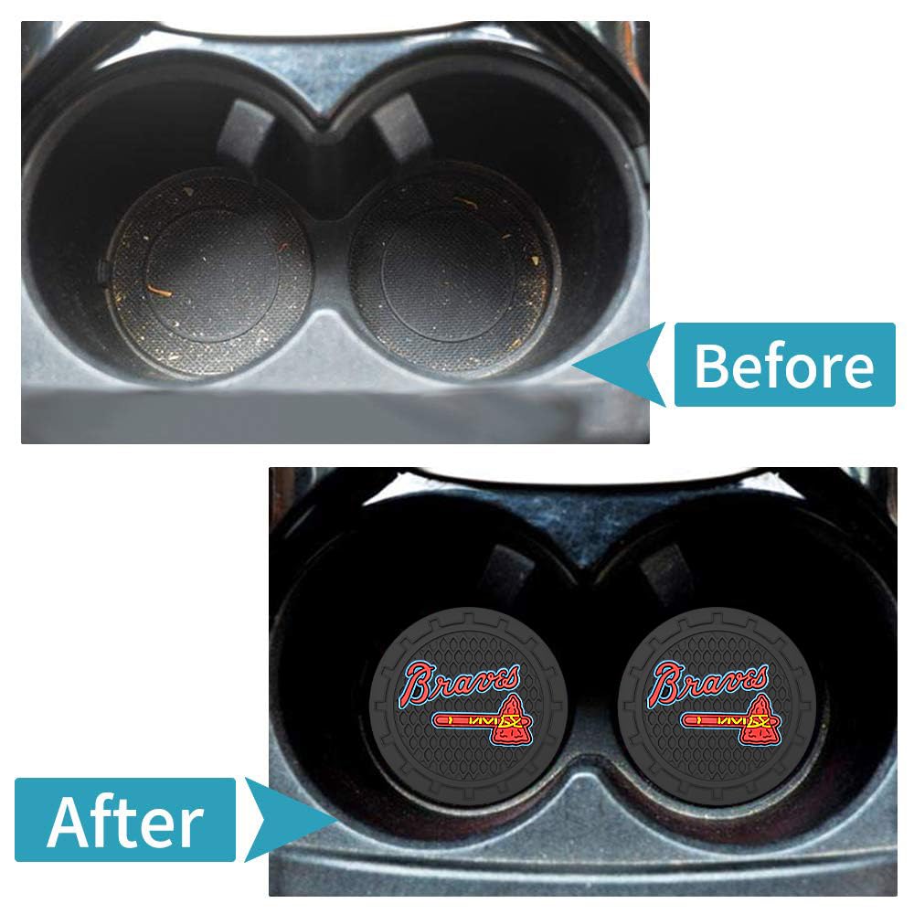 UMLYOP Braves Car Cup Holder Coasters for Baseball Fans,Atlanta Braves Car Coasters for Car Cup Holder,Baseball Stuffs Braves Car Cup Holder Insert,Souvenir/Gifts for Baseball Fans,Car Cup Mat,2.75''