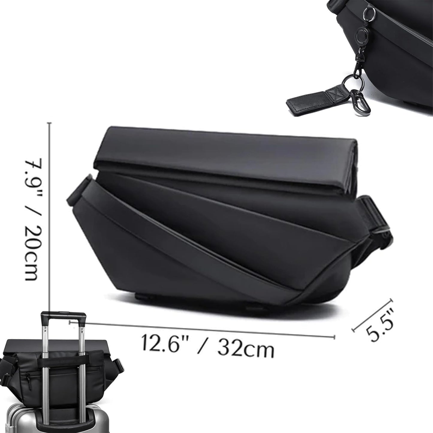 Obsidian Sling Bag, Stylish Crossbody Bag, Water-resistant Shoulder Bag, for Travel, Cycling, Sport, Hiking (Silver)