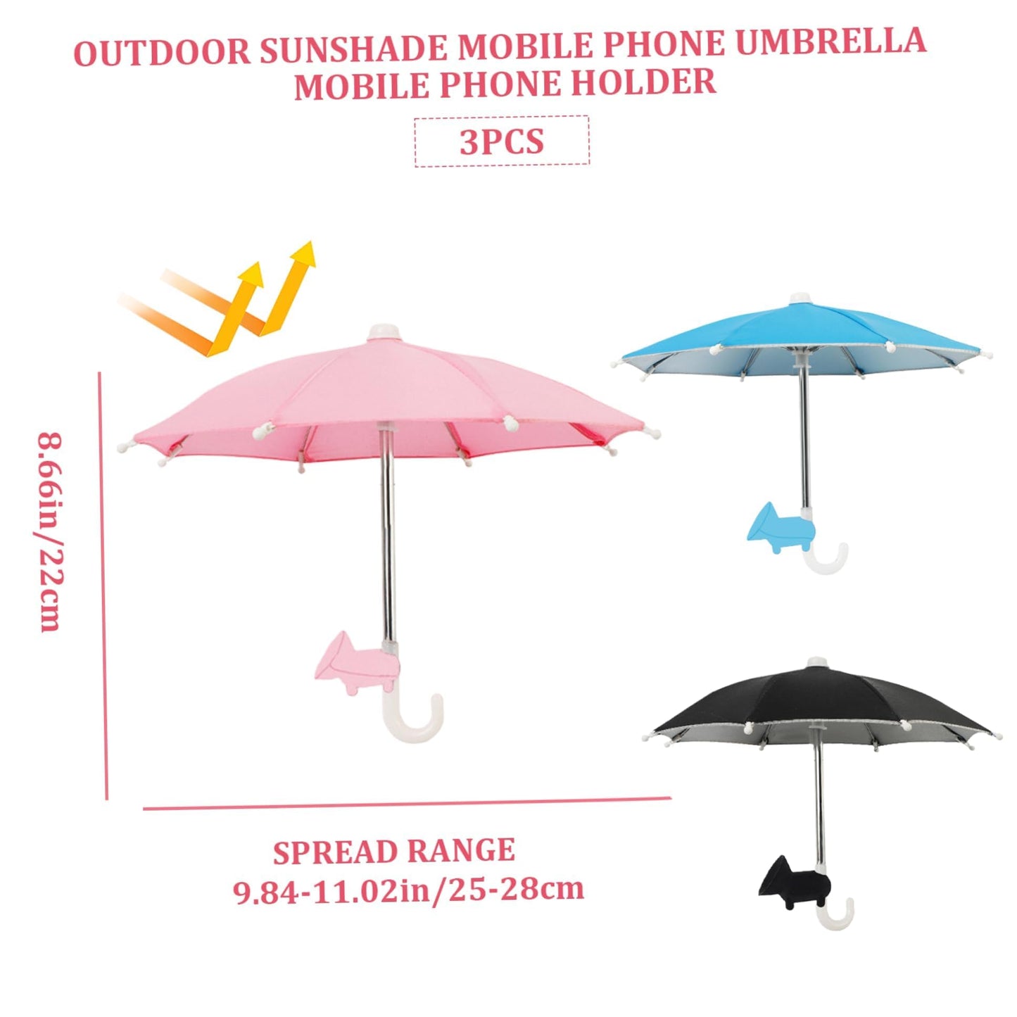 UV Protection Phone Umbrella for Sun, Cell Phone Umbrella Sun Shade, Universal Adjustable Phone Umbrella Suction Cup Stand, Phone Umbrella for Sun (D)