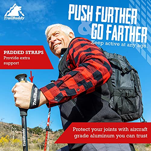 TrailBuddy Trekking Poles - Adjustable Hiking Poles for Snowshoe & Backpacking Gear - Set of 2 Collapsible Walking Sticks, Aluminum with Cork Grip
