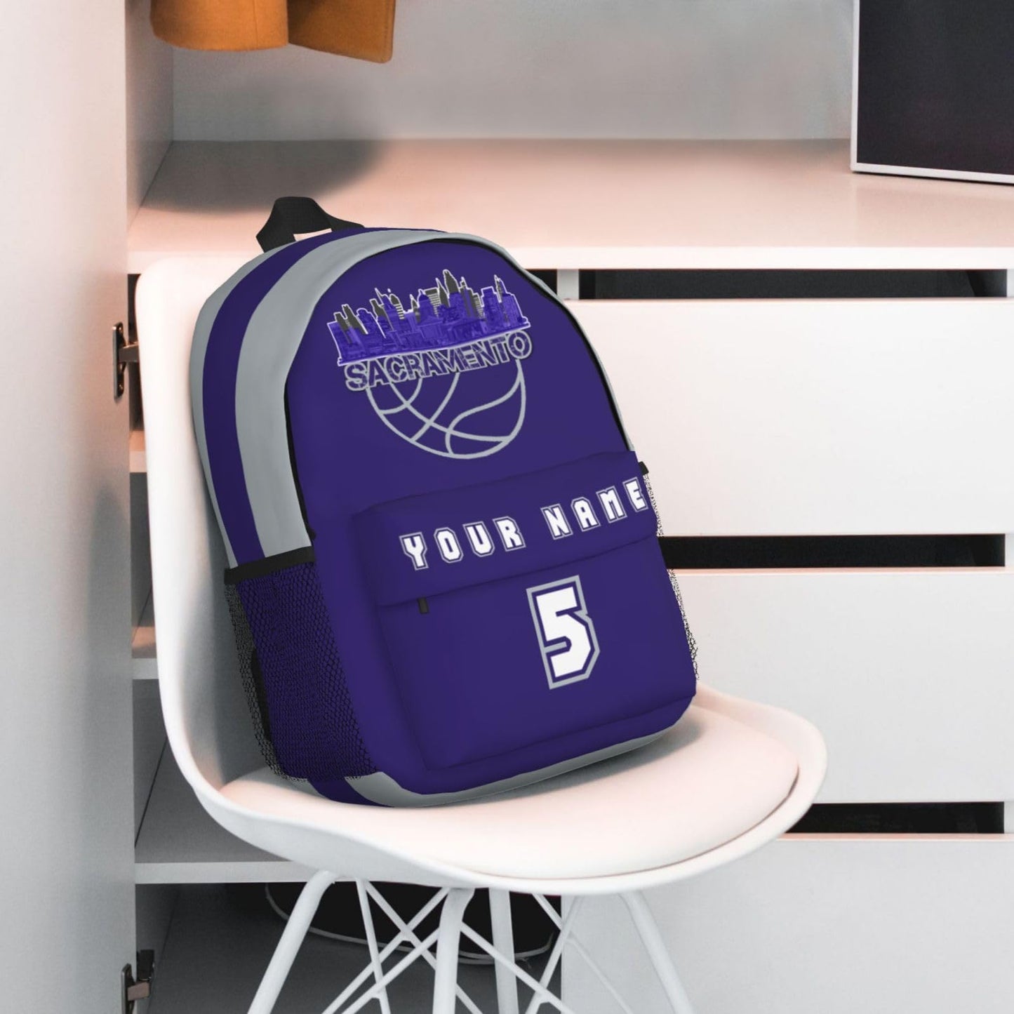Jvpprds Sacramento Custom Backpack for Boys Personalized Schoolbag Customized Bag with Name Numbers Fans Gifts