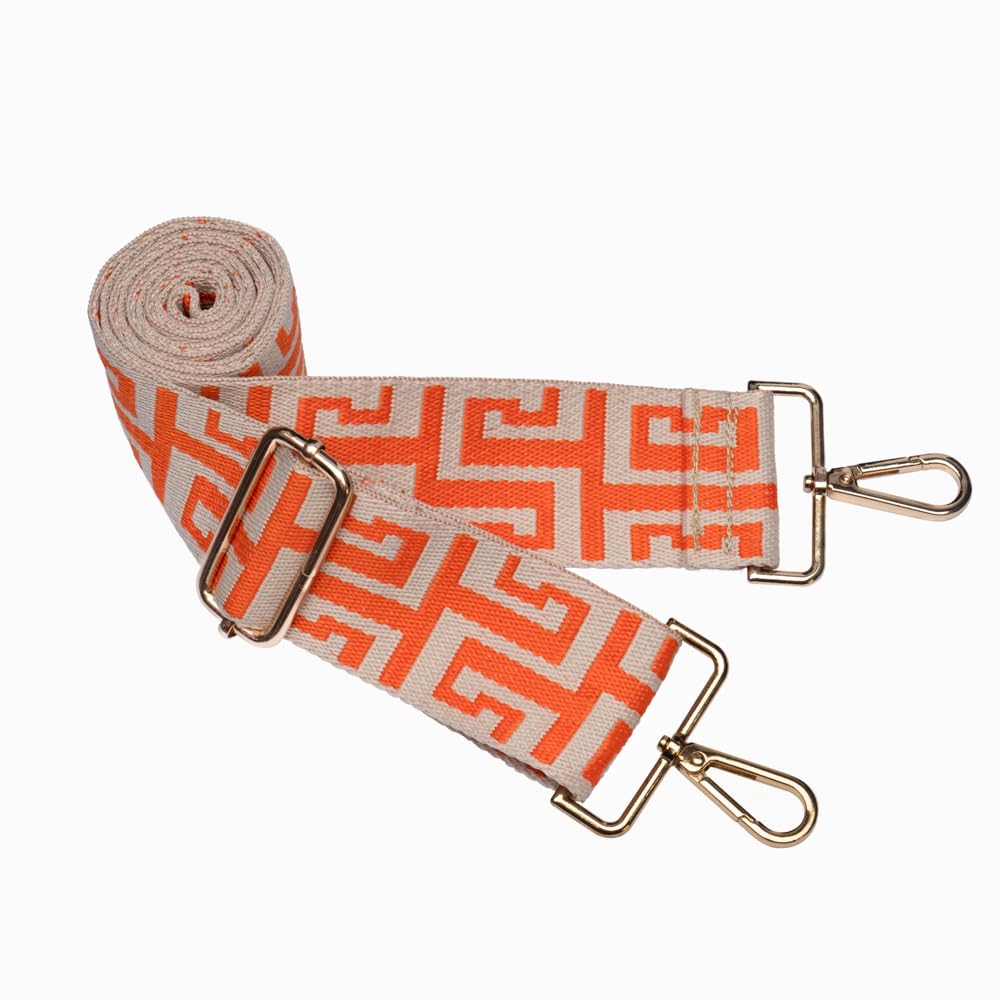 WanderFull Original Crossbody HydroBag | Quilted Water Bottle Carrier | Puffer Tote Tumbler Holder with Pockets for Purse, Phone & Accessories | Carry Travel Essentials (Orange/Patterned Strap)