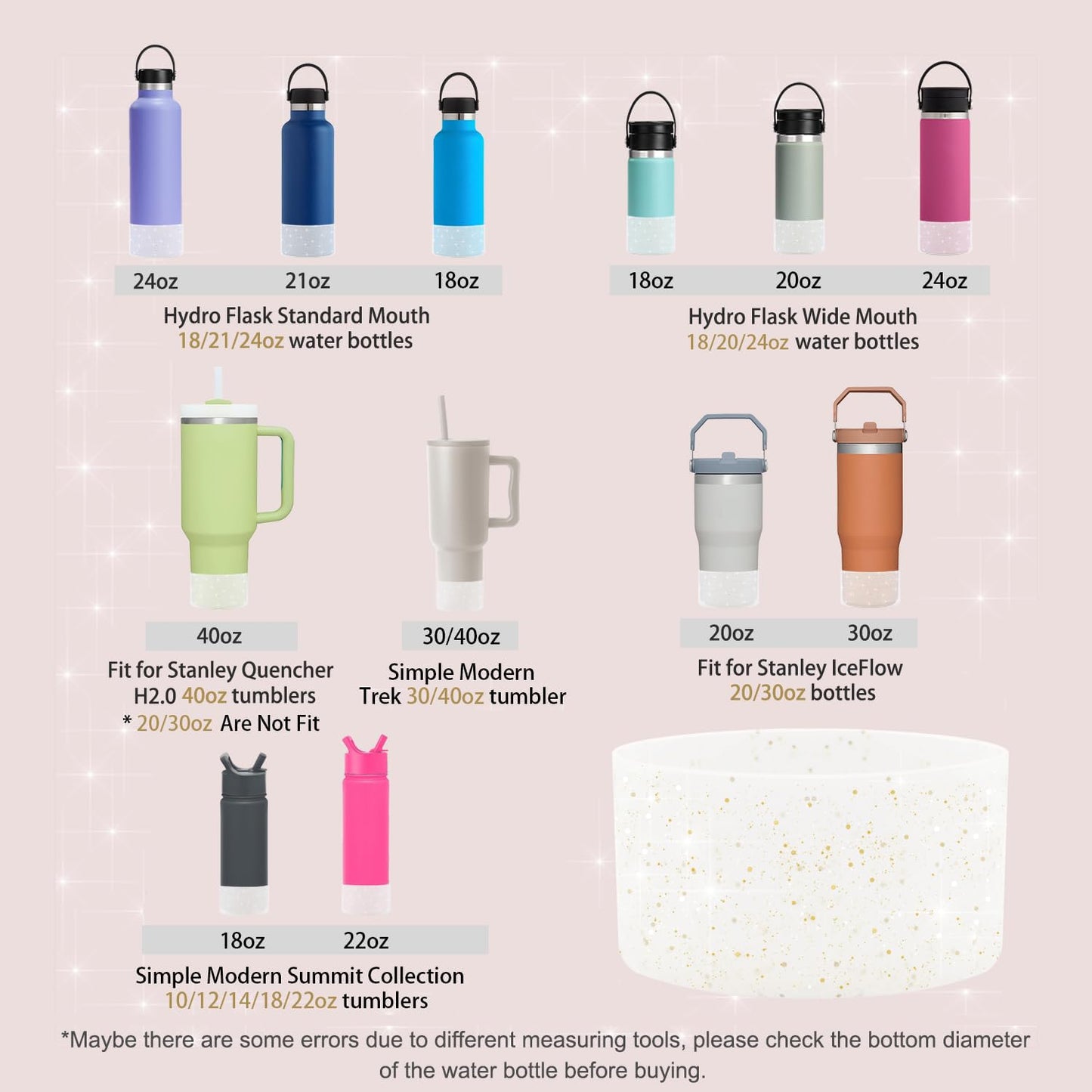WORBSS Silicone Boot Sleeve Accessories for Stanley Cup H2.0 40oz Tumbler & Hydro Flask 18-24oz for Wide Mouth Water Bottles Protector Bottom Sleeve Cover Bumper As the Best Gfits for Your Trip