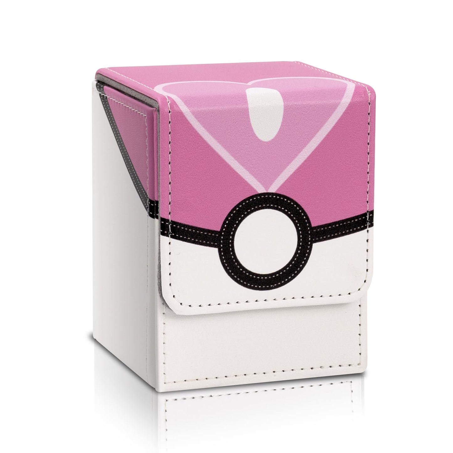 Collectible Trading Card Cases, Card Deck Box Storage Box Case Magnetic Deck Box Card Holder ,Can hold around 100 cards(Pink-white)