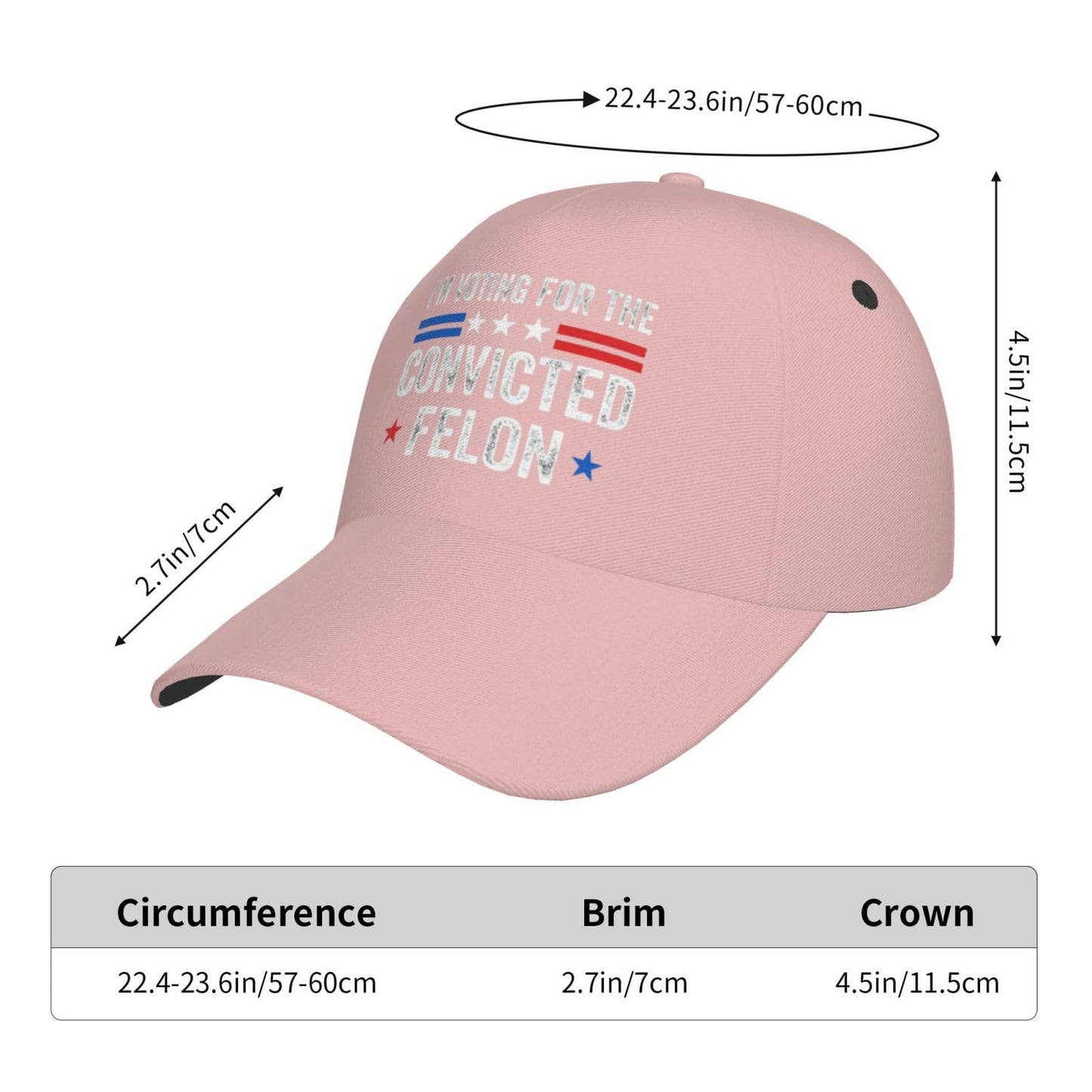 feirel I'm Voting for The Convicted Felon Baseball Caps for Women Men Adjustable Cute Funny Pink Hats for All Season