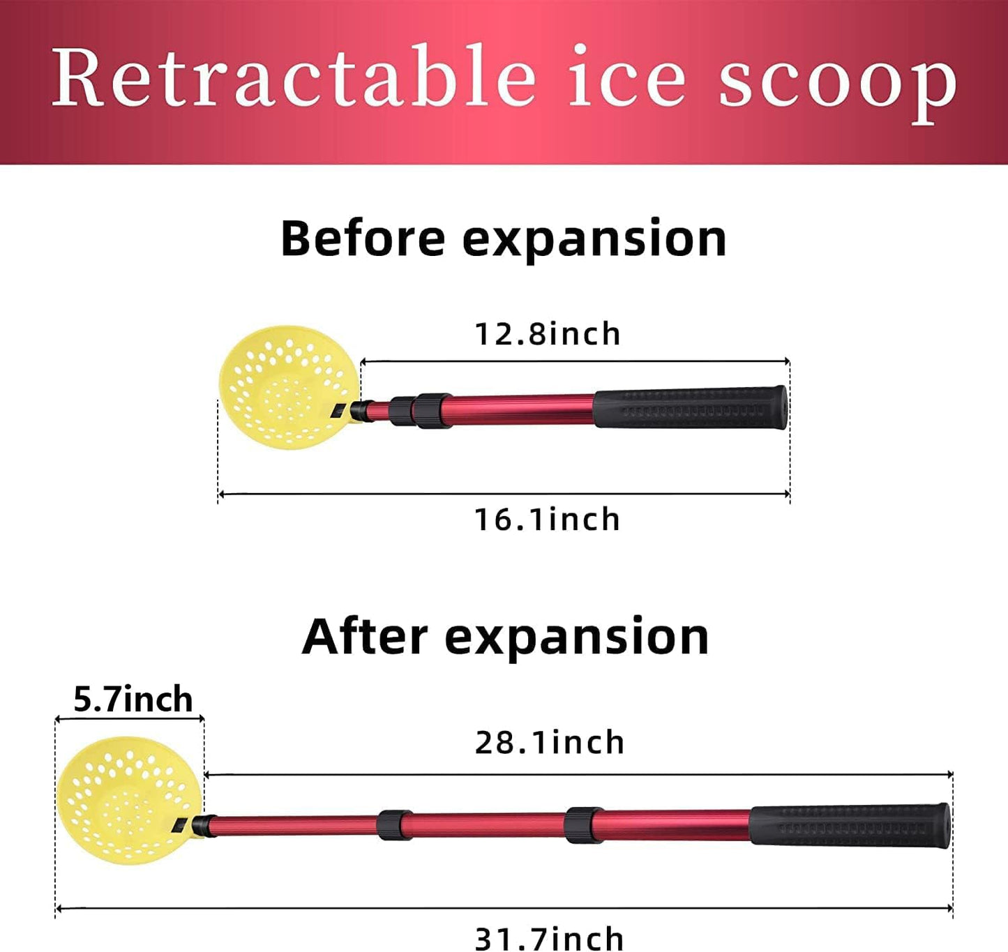 DECOHS Adjustable Ice Fishing Skimmer Scoop-Winter Ice Fishing Scooper with Long Handle-Ice Fishing Gear for Scooping out Ice While Fishing
