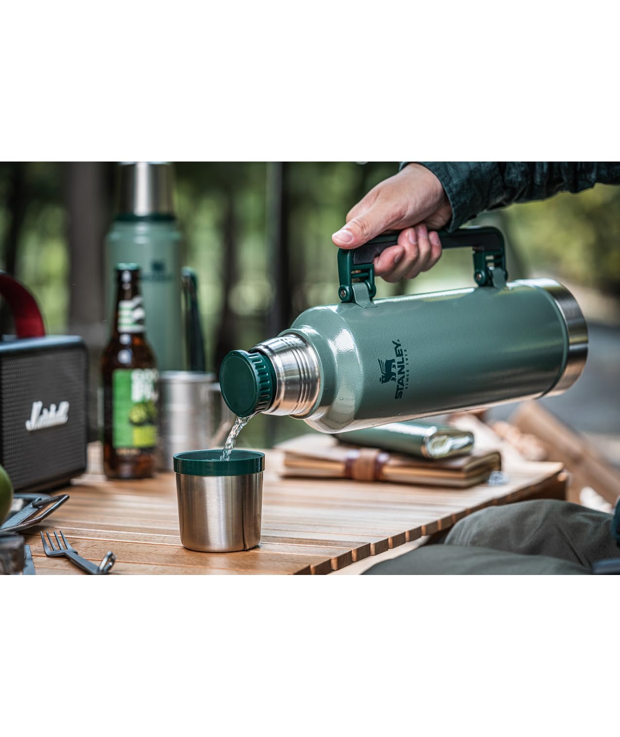 Stanley Classic Vacuum Insulated Wide Mouth Bottle - Hammertone Silver - BPA-Free 18/8 Stainless Steel Thermos for Cold & Hot Beverages - 2 QT