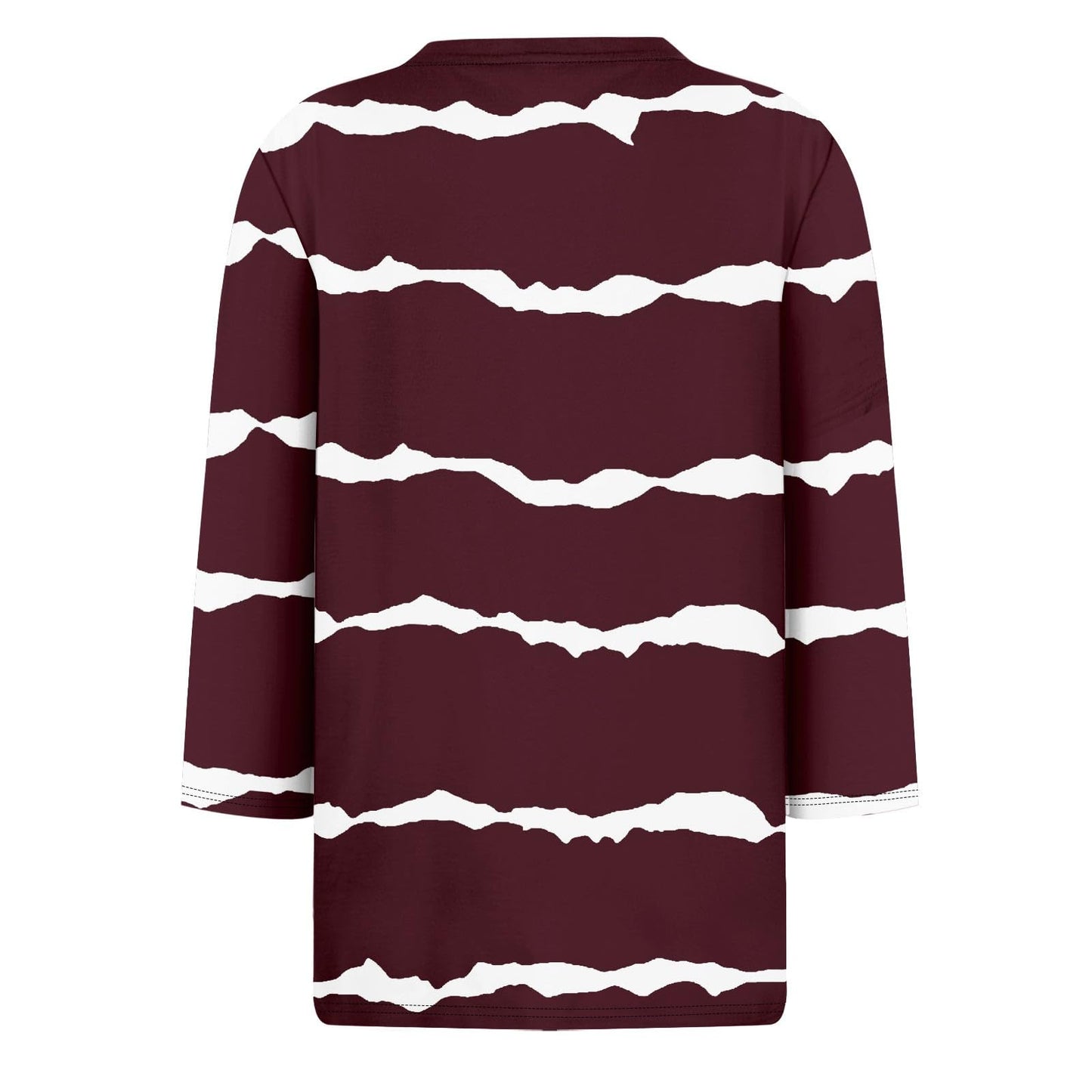Tshirts Shirts for Women Crewneck 3/4 Sleeve Business Casual Tops for Women Striped Print Tees Summer Blouses Going Out Tops Wine M