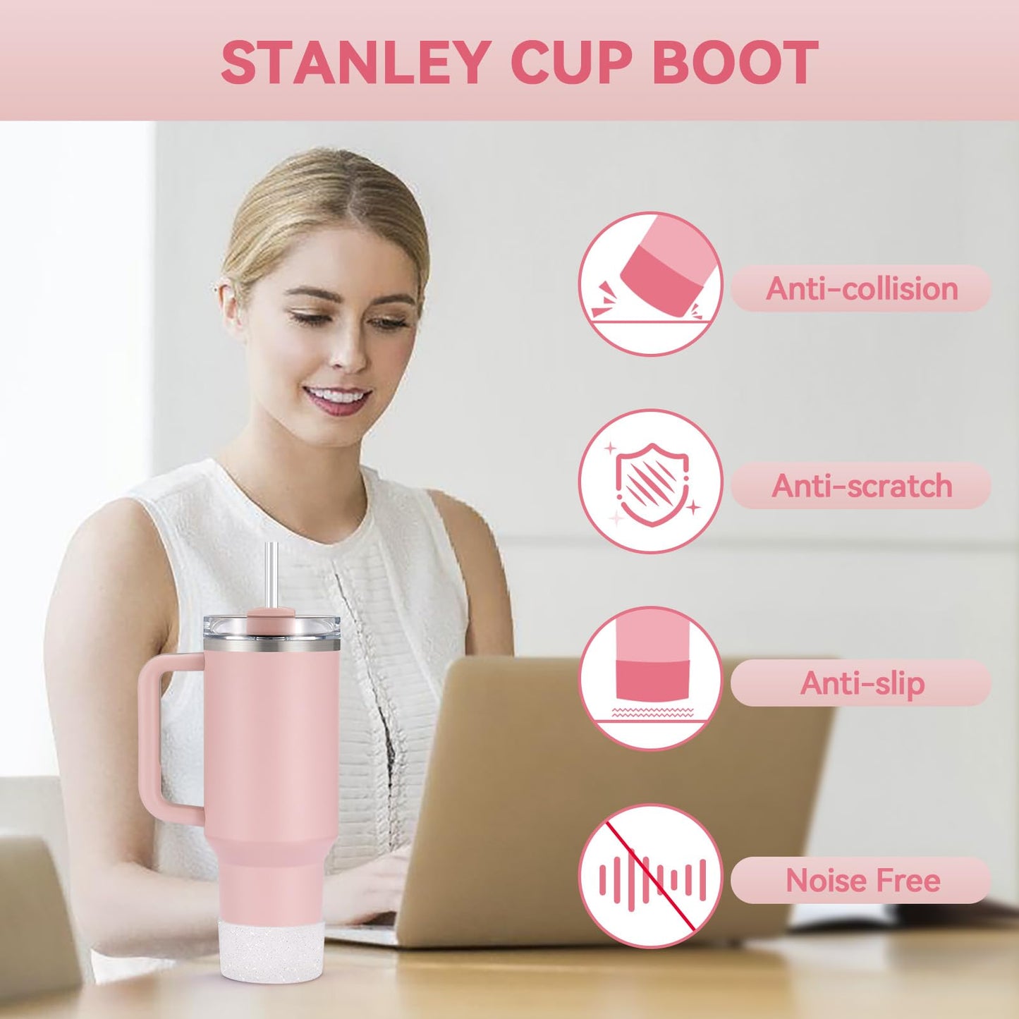 2 PCS for Stanley Boot, Silicone Bottom for Stanley Cup Boot Quencher Adventure 40oz&for Hydroflask Boot 12-24oz for Stanley Tumbler Accessories for Stanley Cup Accessories Avoid Scratches&Noise