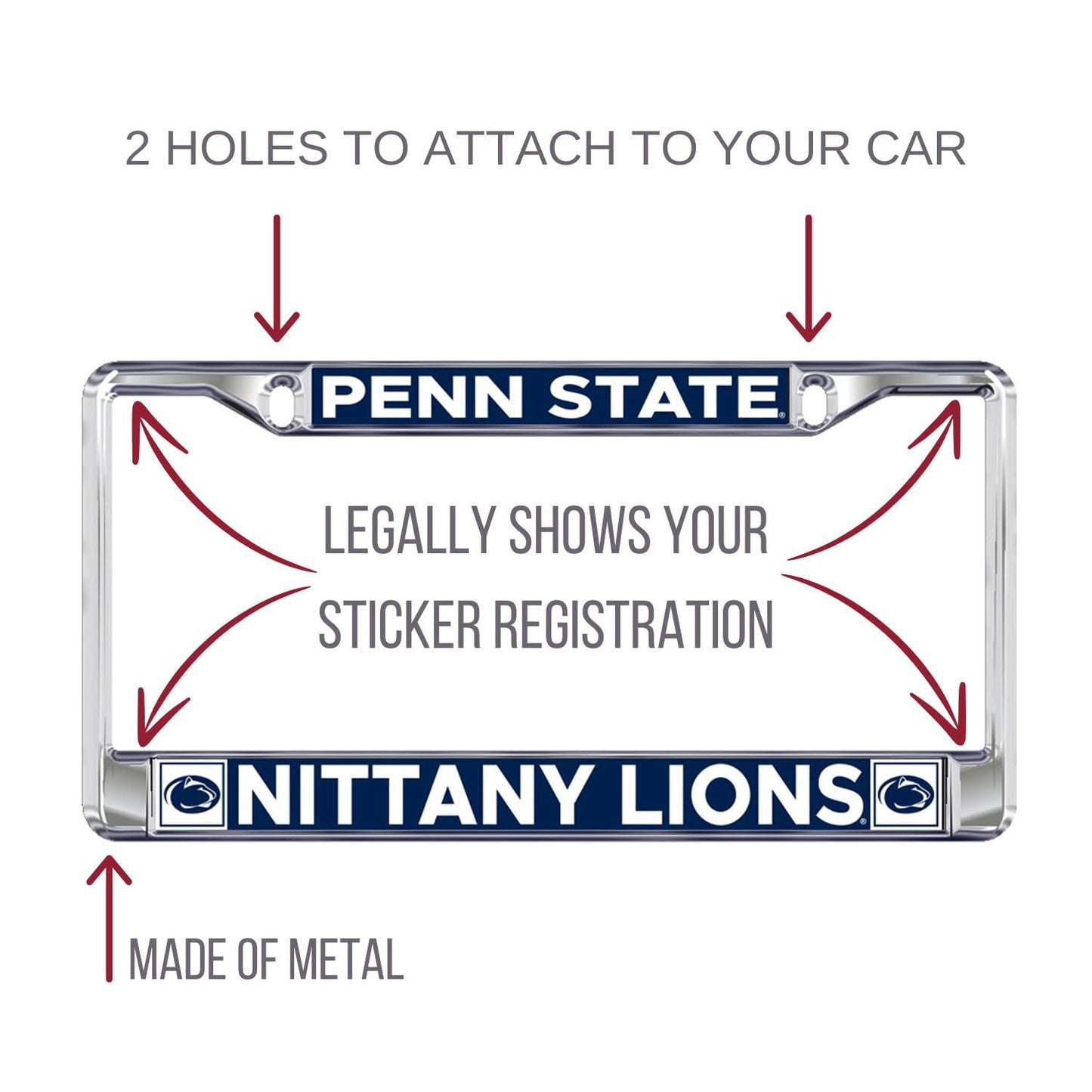 Decorvo Penn State License Plate Frame - Penn State Nittany Lions Car Truck Accessory