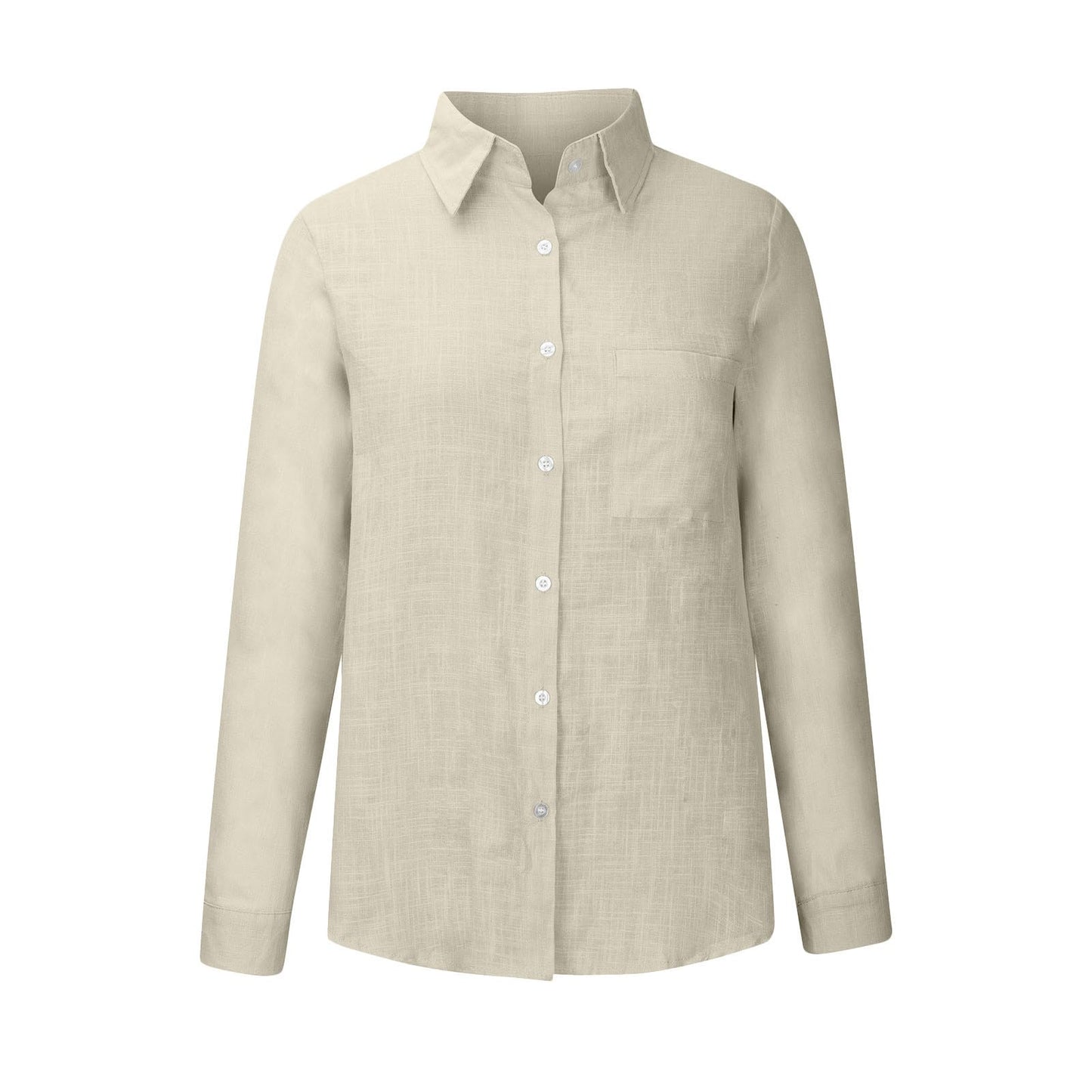Prime Tops Day Deals Today, Long Sleeve Shirts for Women Fall Cotton Linen Tops Blouses Casual Button Down T Shirts Lightweight Cardigans with Pocket Fashion 2024 Cute Summer Tops