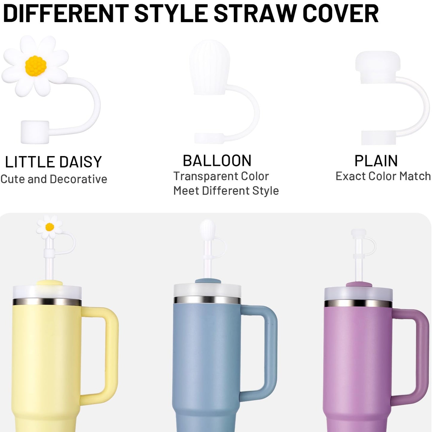 DUNLAGUE 2-Piece Silicone Boot for Stanley Quencher H2.0 20 30, 40oz & IceFlow Flip 20 30oz Tumblers with 3-Piece Straw Cover Cap, Stanley Cup Accessories Set, Clear