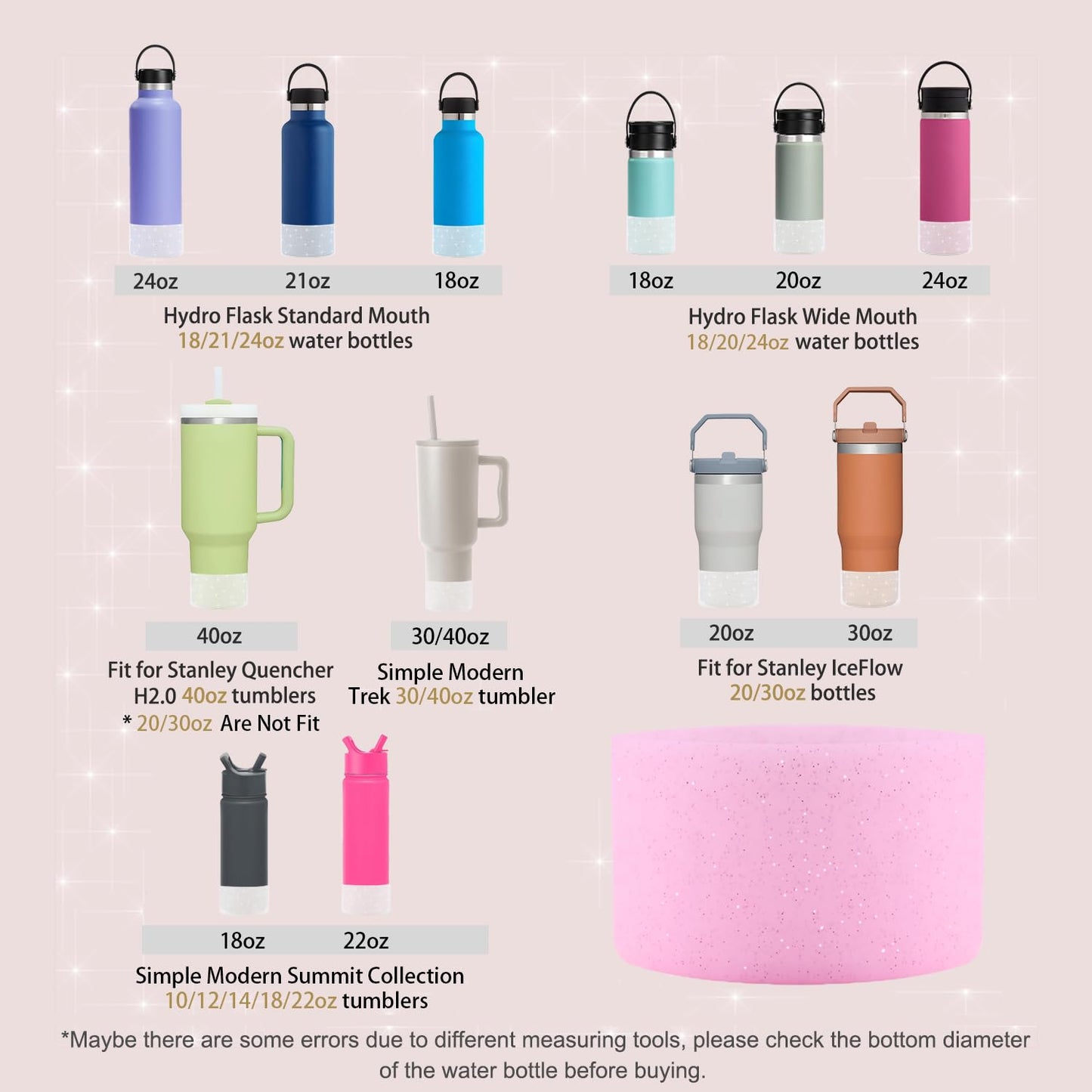 WORBSS Silicone Boot Sleeve Accessories for Stanley Cup H2.0 40oz Tumbler & Hydro Flask 18-24oz for Wide Mouth Water Bottles Protector Bottom Sleeve Cover Bumper As The Best Gfits for Your Trip
