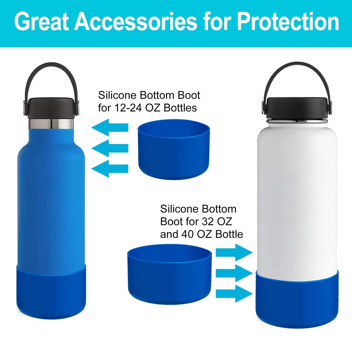DBIW Boot for Hydro Flask 32-40 OZ Water Bottle/Stanley Tumbler, Bottom Boots for Hydroflask Sports Water Bottles, Silicone Bottom Cover Sleeve (Cobalt, Fits Hydroflask 32 40 oz Bottles)
