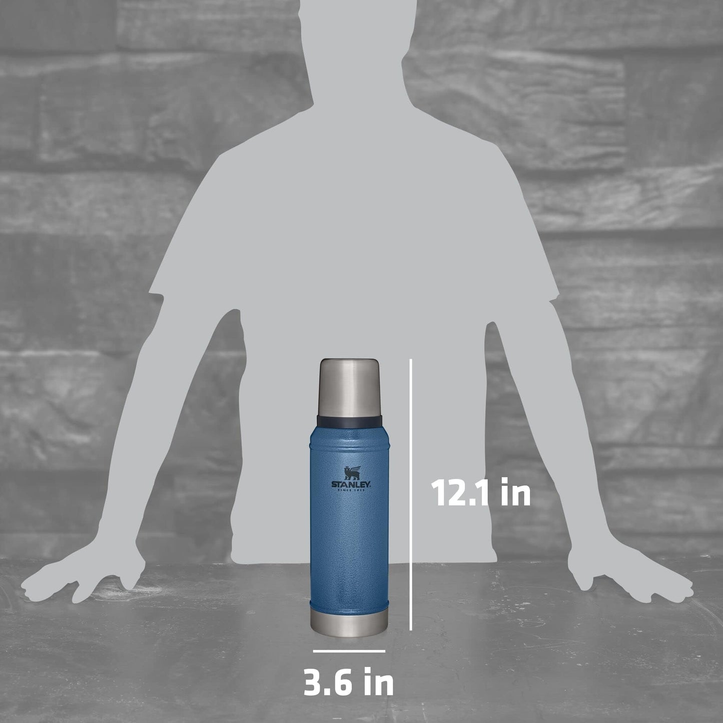 Stanley Classic Vacuum Insulated Wide Mouth Bottle - Hammertone Lake - BPA-Free 18/8 Stainless Steel Thermos for Cold & Hot Beverages - 1.0 QT