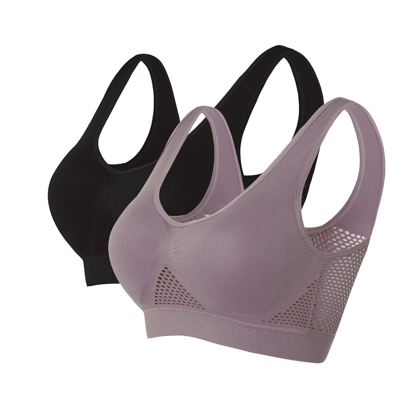 YFGEFTR Sale Items Clearance Sports Bras for Women No Underwire 2 Pack Bras Plus Size Bras Full Coverage Bra Breathable Seamless Bralettes 2024 Padless Bras for Women