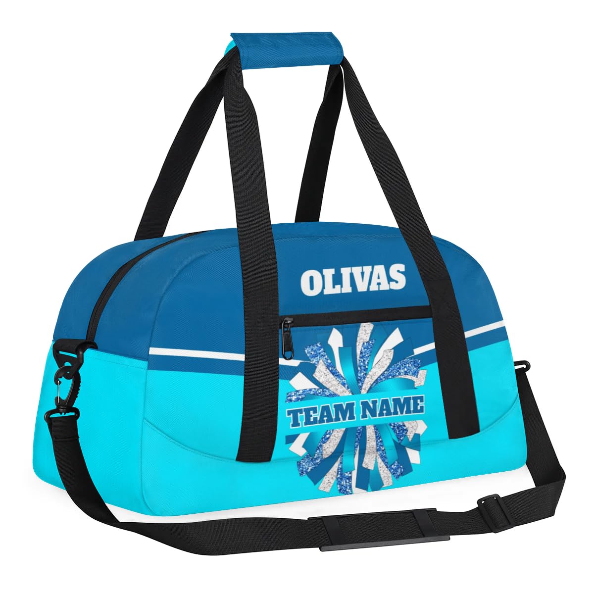 Personalized Cheerleader Bag Dance Bag for Girl, Custom Team Bag Gym Bag Sport Duffel Bag, Weekender Bags Travel Bag for Cheer Team Blue Sliver Cheer