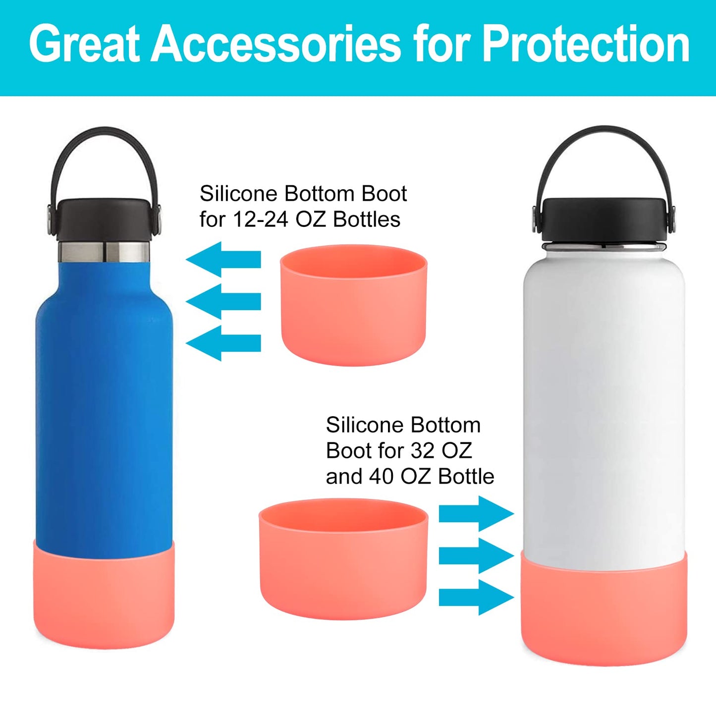 DBIW Boot for Hydro Flask 12-24 OZ Water Bottle/Stanley Tumbler, Bottom Boots for Hydroflask Sports Water Bottles, Silicone Bottom Cover Sleeve (Hibiscus, Fits Stanley Cups + Hydro 12-24 oz)