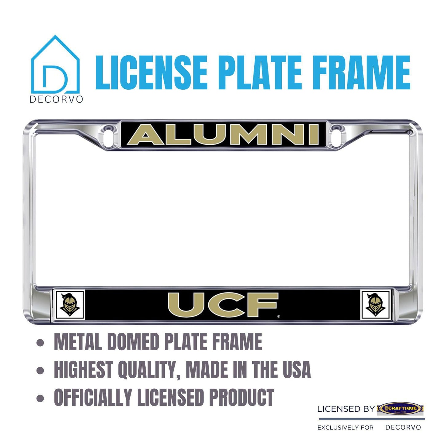Decorvo Central Florida Alumni License Plate Frame - UCF Knights Car Truck Accessory