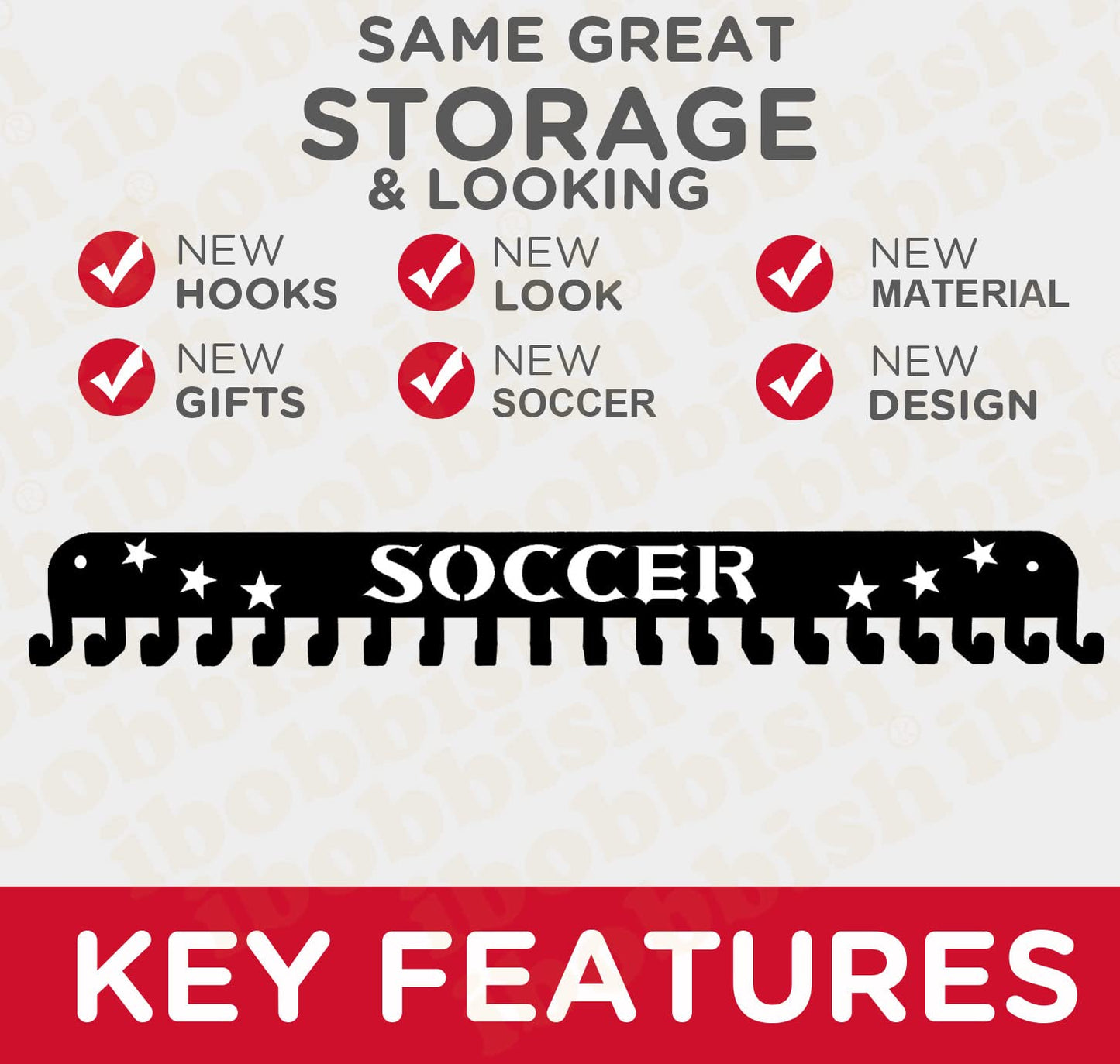 Soccer Sports Medal Holder Hanger Display Rack with 20 Hooks,Soccer Medal Holder For Wall with 16inchL,sports medal hanger display Upgraded Soccer Medal Holder with Simple Design For Girls & Boys