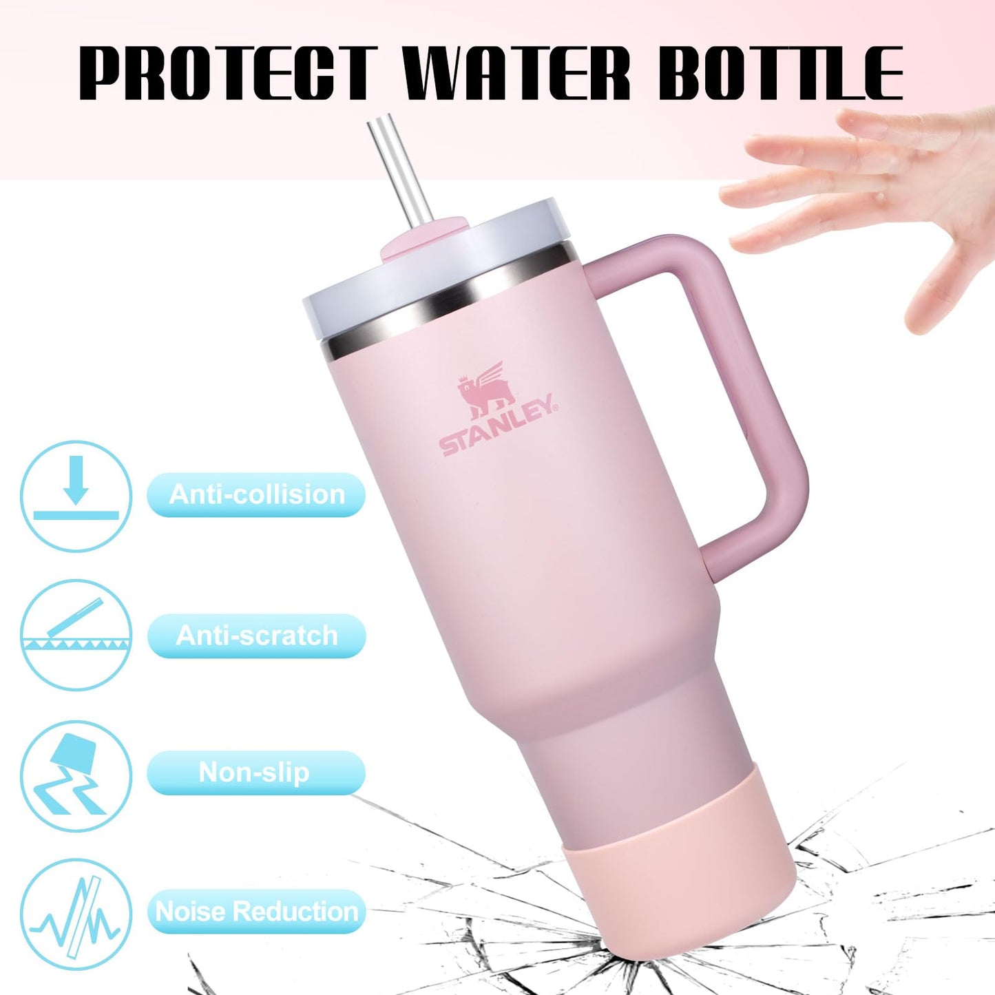 Boot for Hydro Flask 12-24OZ Water Bottle/Stanley Tumbler 40OZ, Bottom Boots for Hydroflask Sports Water Bottles, Silicone Bottom Cover Sleeve (Pink Dusk, Fits Stanley Cups + Hydro 12-24 oz)