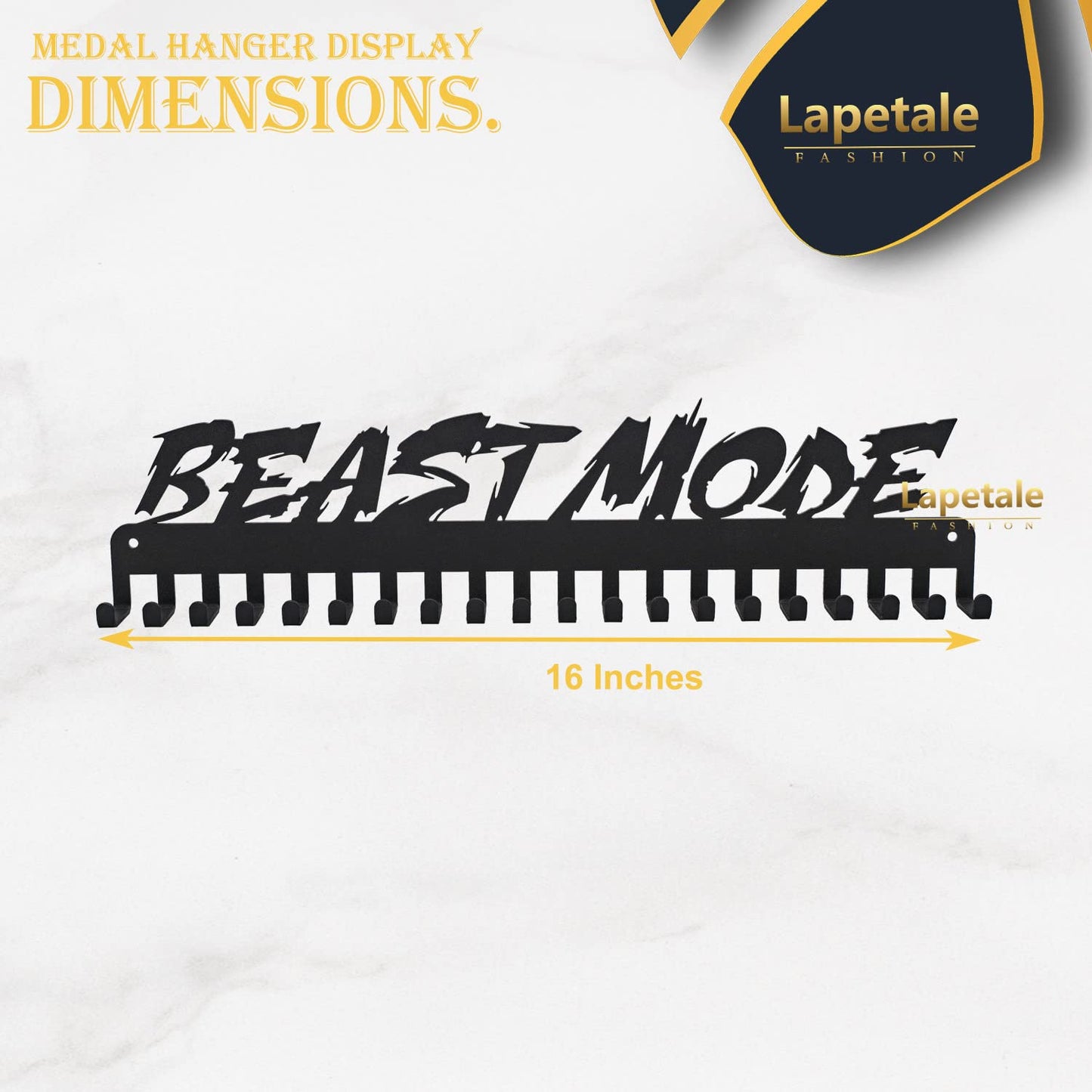 Lapetale Fashion Beast Mode Sports Race Medal Holder Hanger Display Rack Award Ribbon Organizer for Race,Running,Soccer,Gymnastic,Wrestling,Upgraded Extension Hooks Easy Install Easy to Use