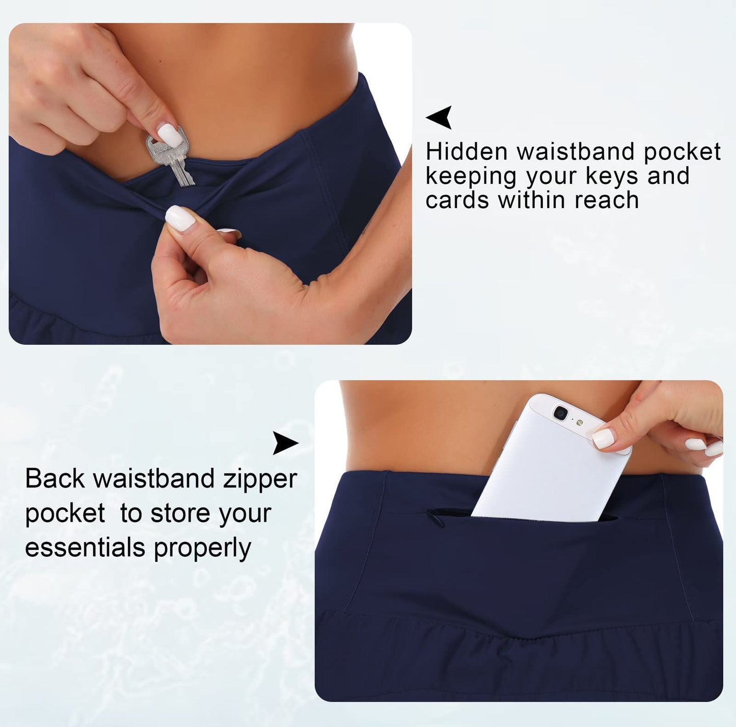 THE GYM PEOPLE Womens High Waisted Running Shorts Quick Dry Athletic Workout Shorts with Mesh Liner Zipper Pockets (Blue, X-Small)