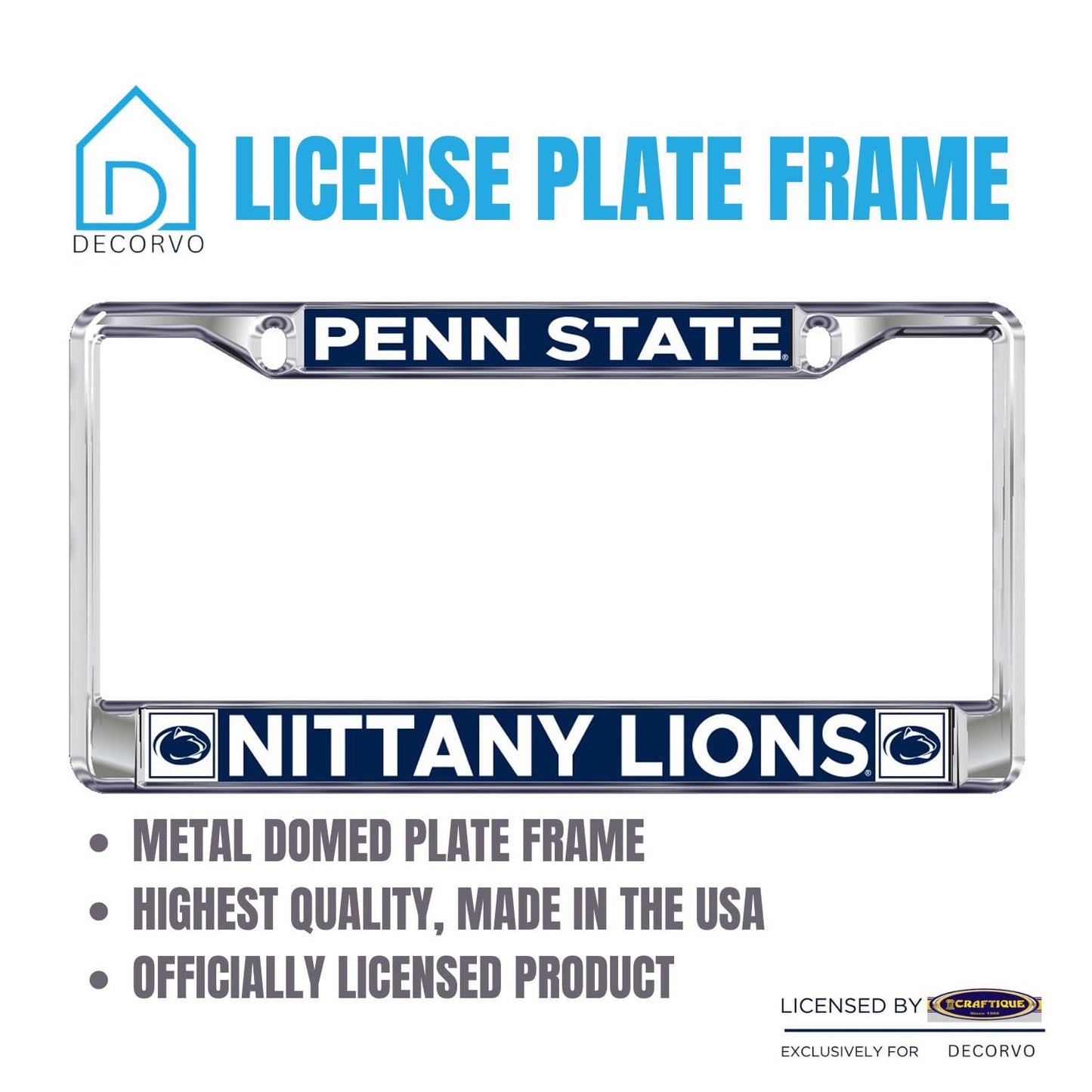Decorvo Penn State License Plate Frame - Penn State Nittany Lions Car Truck Accessory