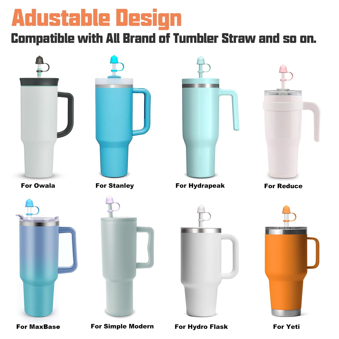 Adjustable Straw Cover for Stanley|Simple Modern|Yeti|Owala|Hydro Flask|Reduce|Maars|Meoky|MaxBase|Beast|Hydrapeak Cup, All Brand of Straw Accessories, Diameter 6mm-12mm, BPA Free, Dishwasher safe