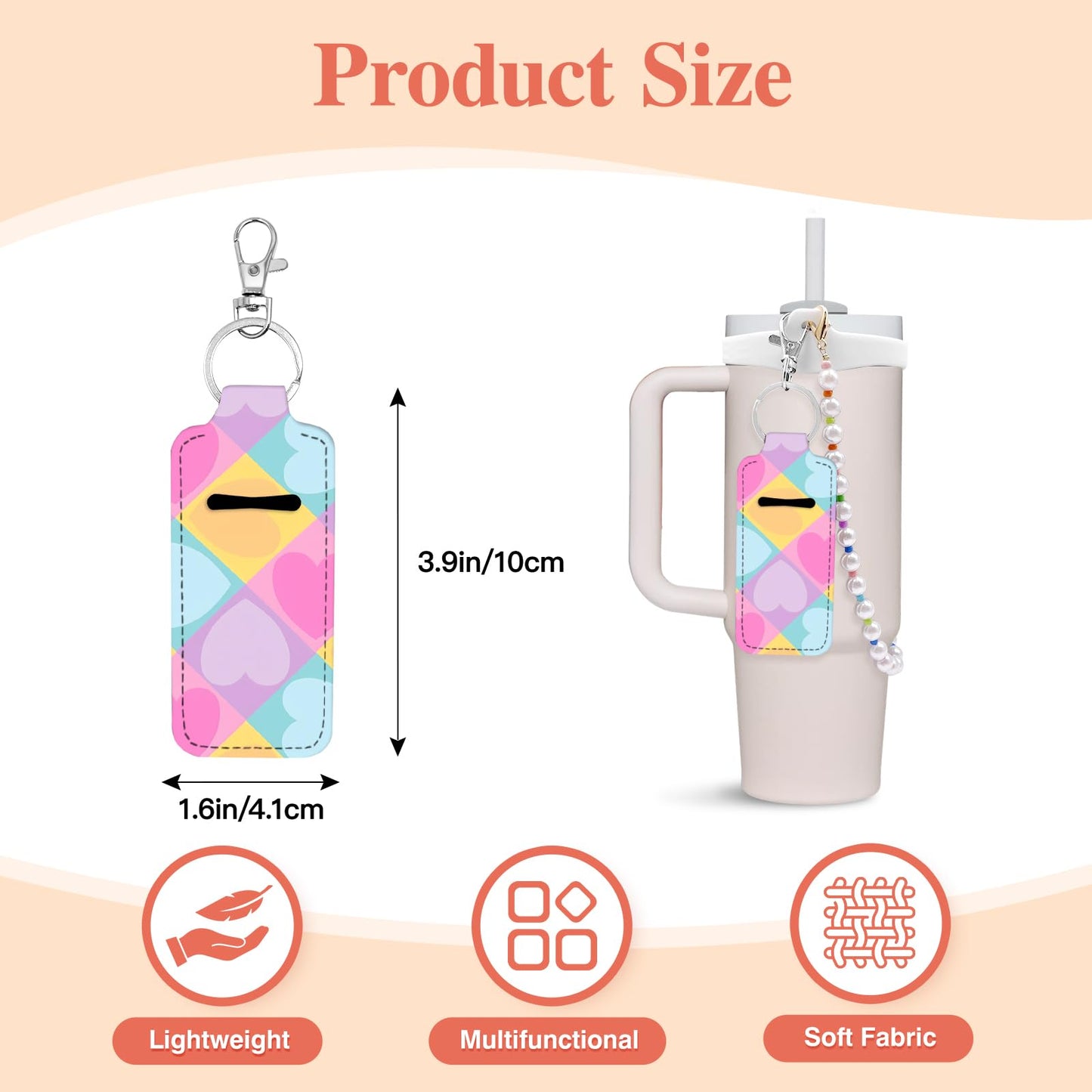 Lingdeer Water Bottle Handle with Lip Balm Holder, Pearl Water Bottle Sling Holder Lanyard, Carrier with Strap, Fits Most 8-40oz Bottles, Compatible with Stanley Cup Accessories