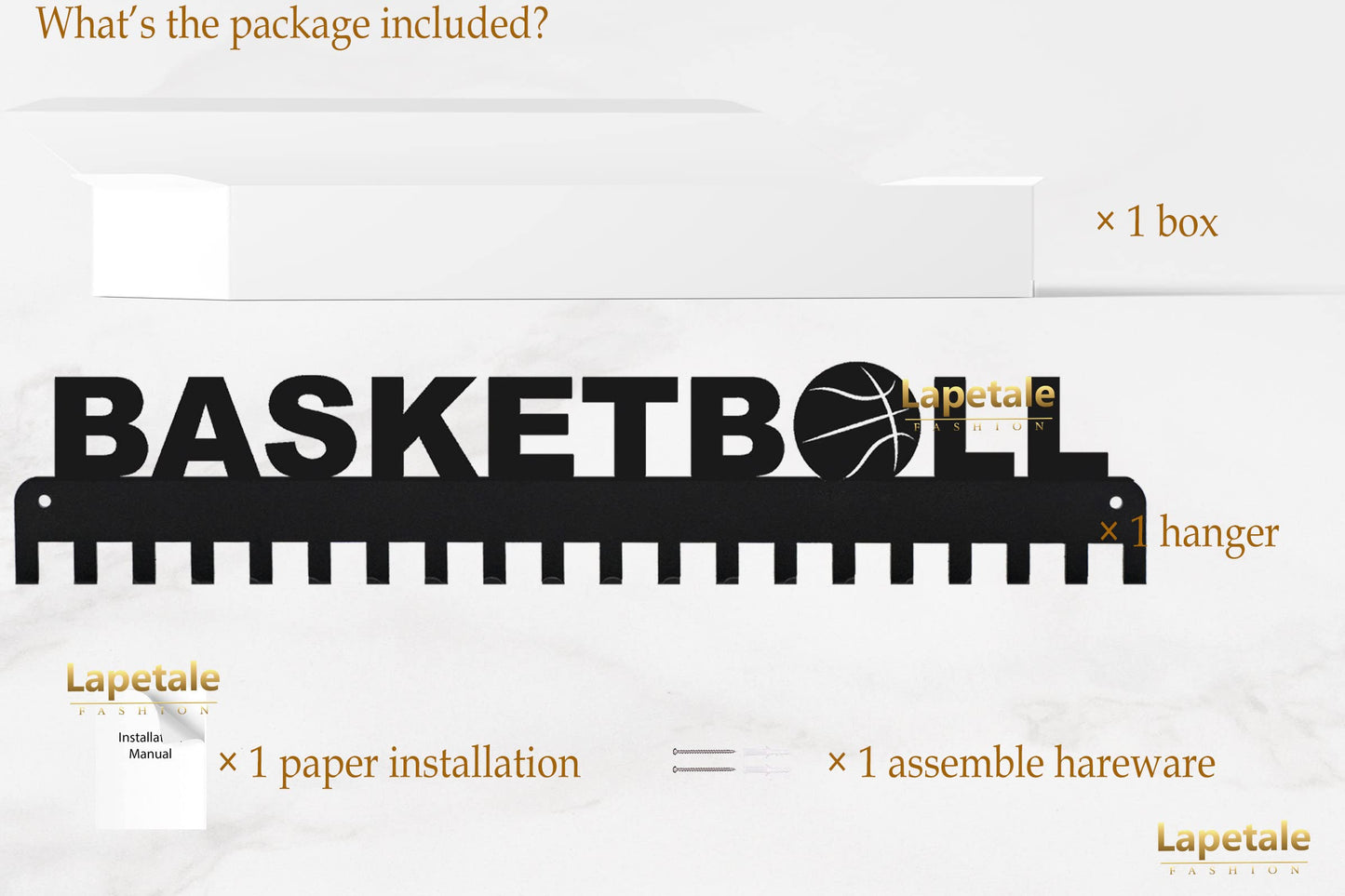 Lapetale Fashion Basketball Medal Hanger Display Medal Holder Hanger Display Rack,Easy Install Easy to Use,Basketball Medal Display Rack with Updated New,Medal Display Hanger Wall Hanger for Medals