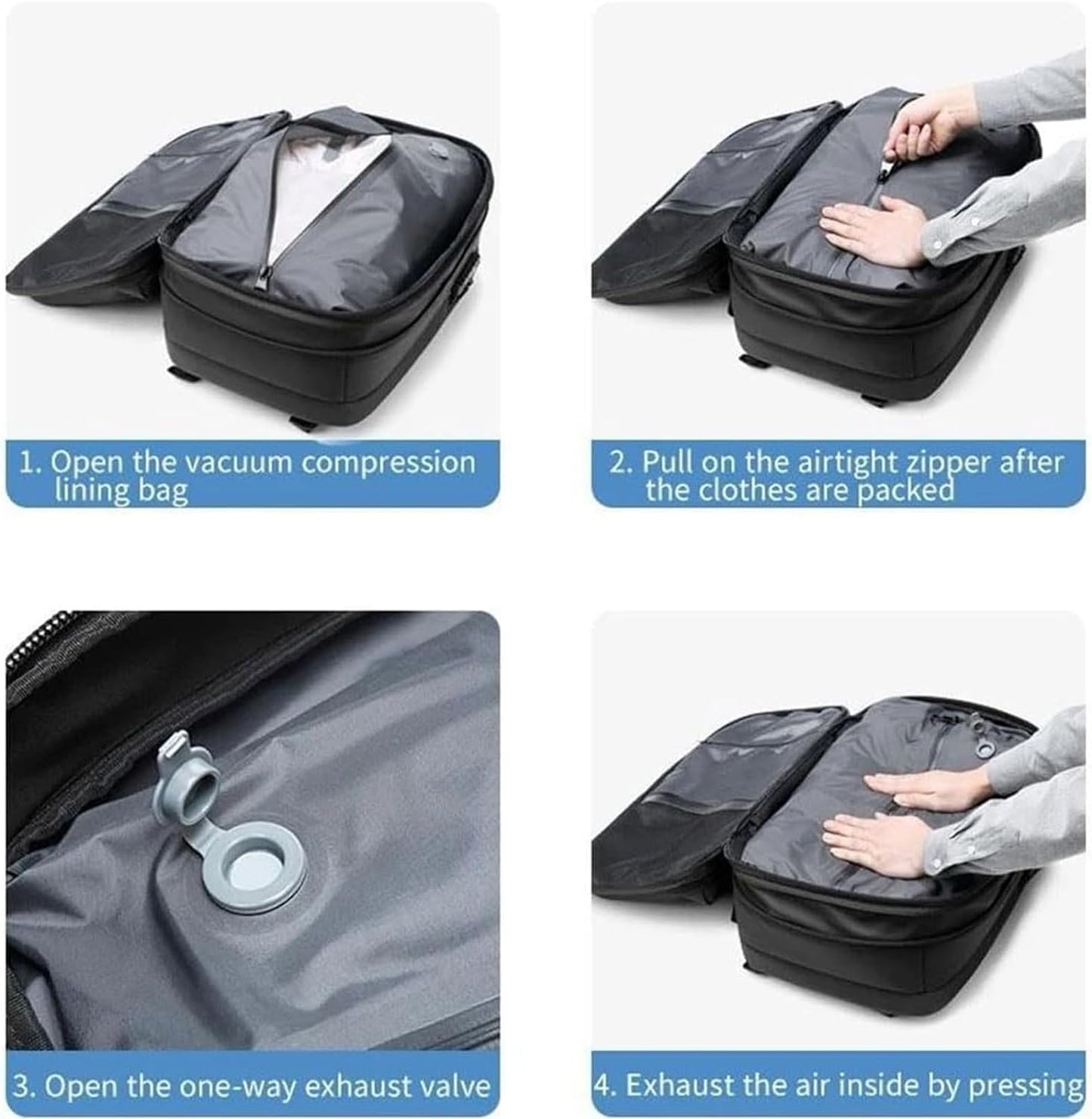 ZHIGNEP Alepeak Vacuum Backpack, Vacpack Backpack, 60L Airbag Backpack Travel,Waterproof Anti-Theft Vacuum Compression Backpack (vacpack 2.0- Blue)