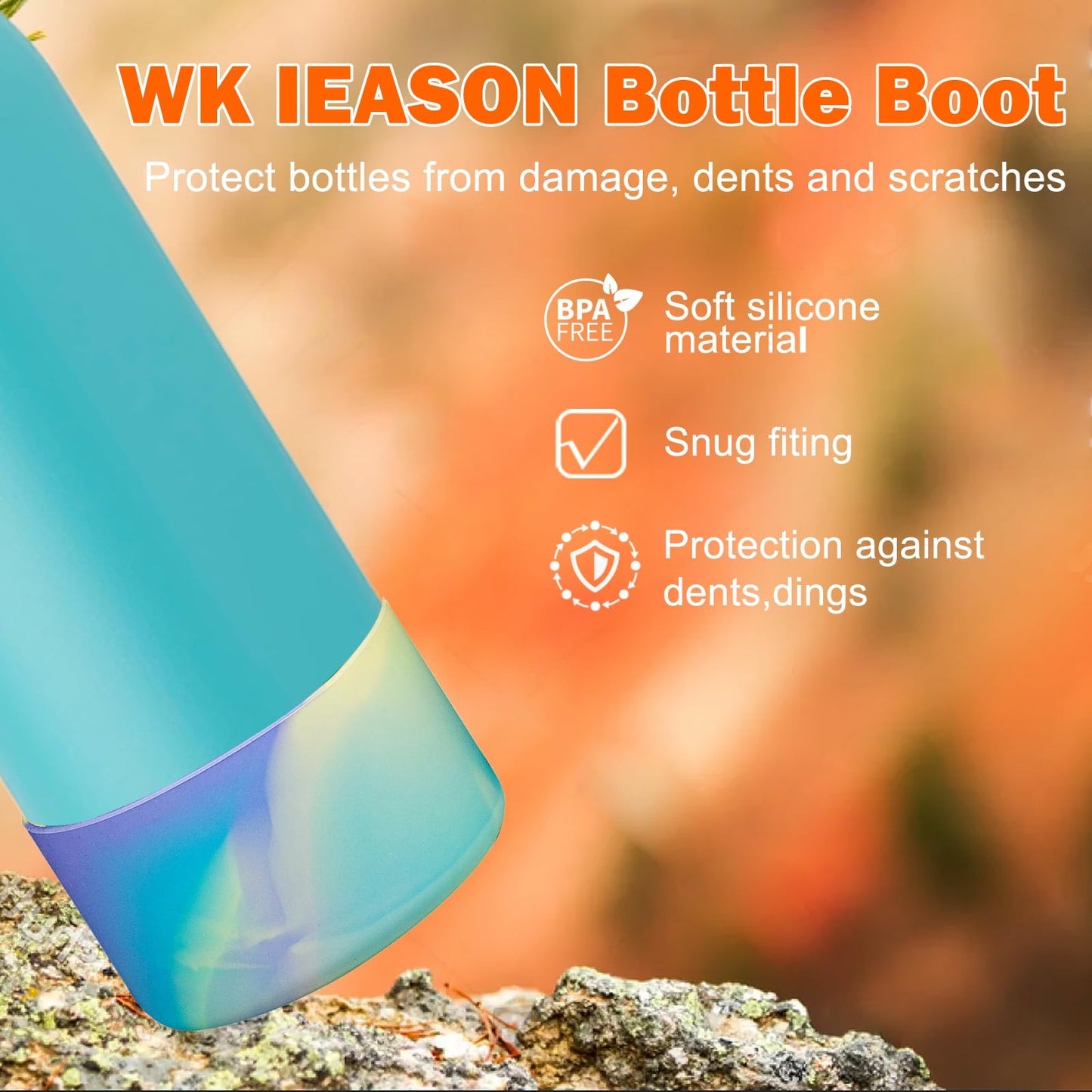 WK IEASON 2Pcs Silicone Water Bottle Boot for Owala 24oz, Protective Flask Bottom Cover Base for Owala FreeSip Twist and Flip Flask Bottles (Colorful pink/blue, 24OZ)