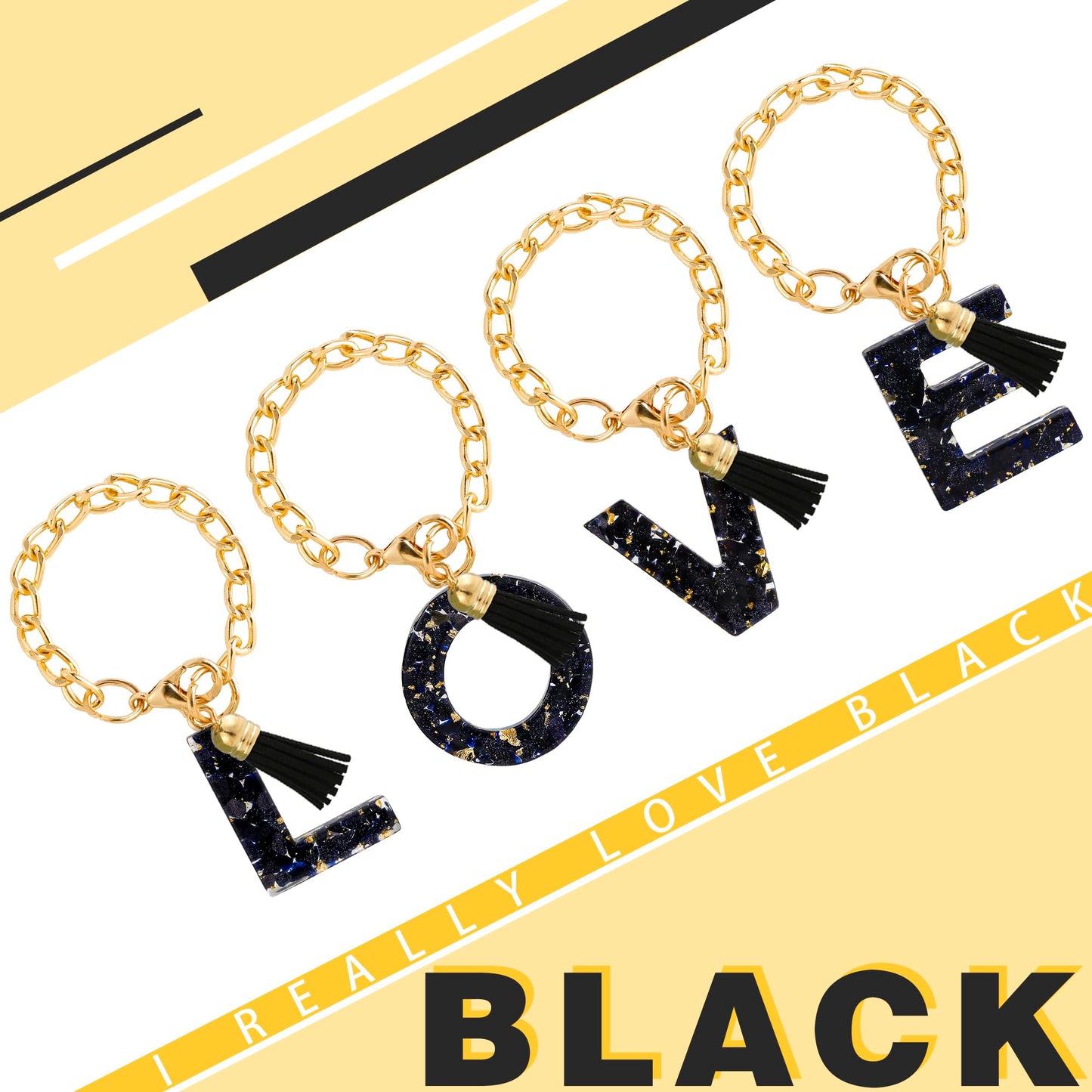 Letter Charm Accessories for Stanley Cup 1 PCS Cute Initial Keychain Handle Charm for Stanley Tumbler for Women Black Letter M
