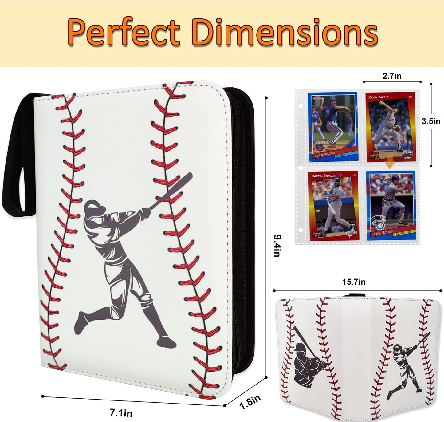 Baseball Card Binder 4 Pocket, 440 Sleeves Baseball Binder for Trading Cards Collection, Baseball Card Organizer, 3 Ring Storage Book, Small Trading Card Album Mini Case, Collector Sports Cards Holder