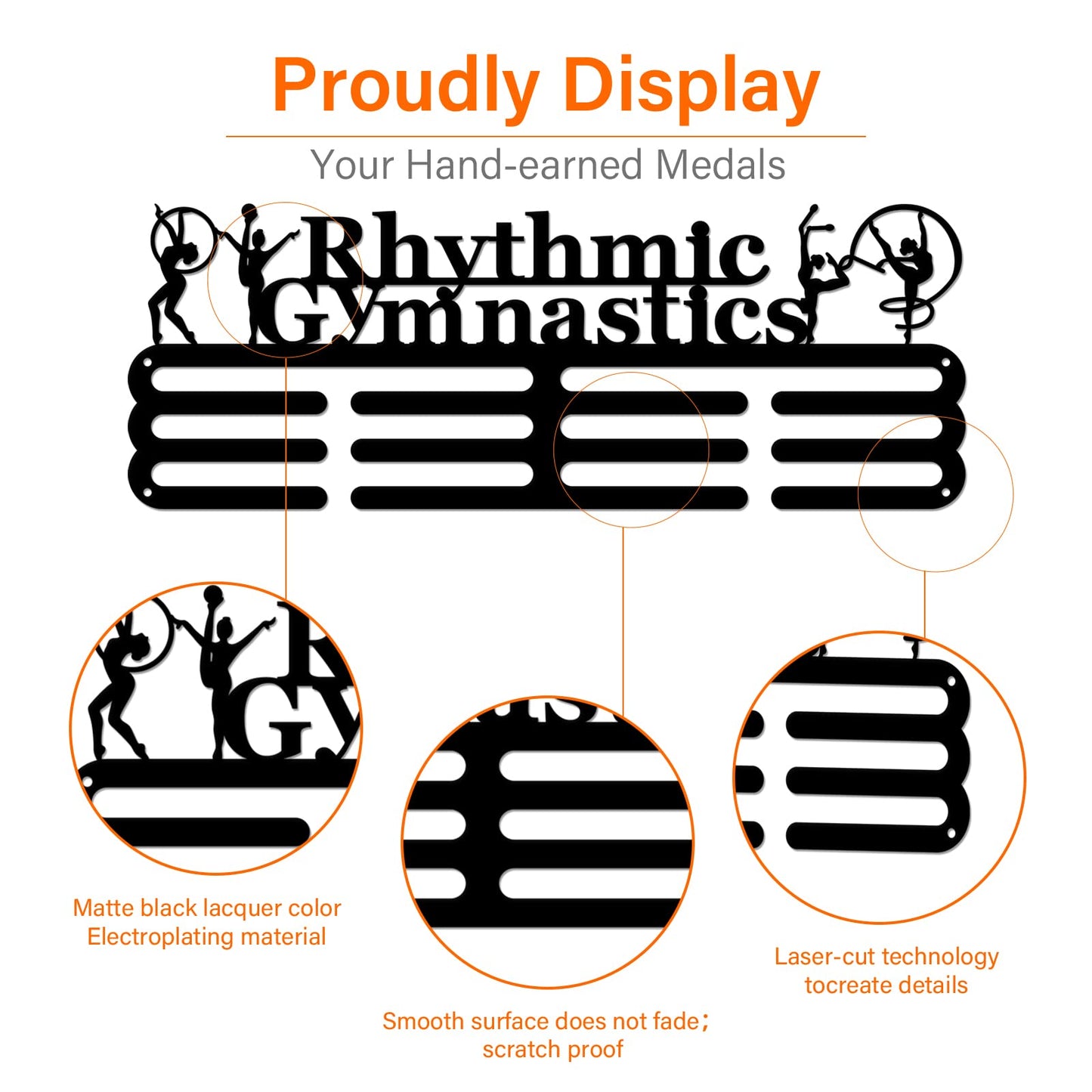 SUPERDANT Rhythmic Gymnastics Medal Hanger Women's Gymnastics Medal Holder with 12 Lines Sturdy Steel Award Display Holders for Over 60 Medals Medal Display Racks for Ribbon Lanyard