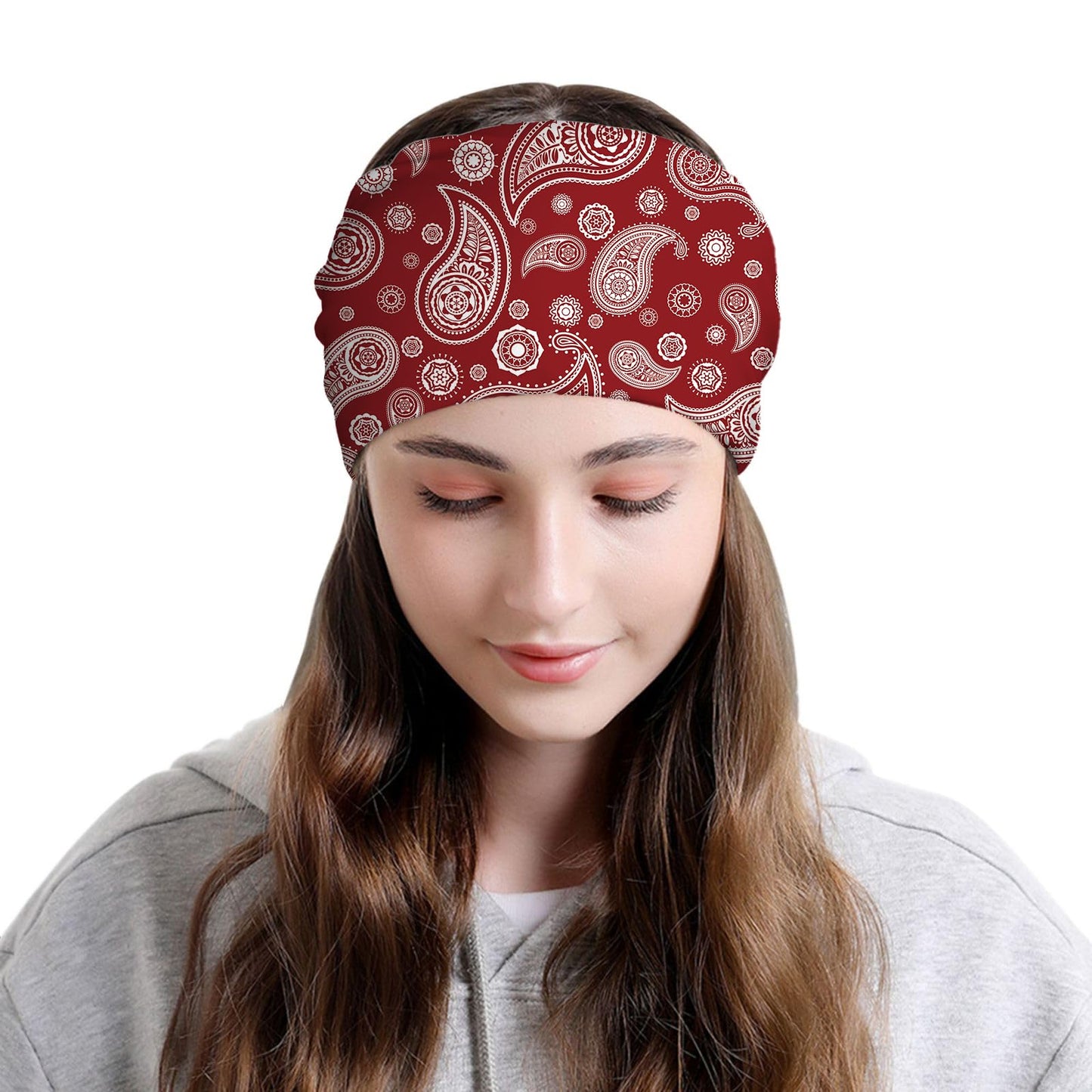 JoUbi Red Paisley Women's Slouchy Beanie Hat Cute Turban Hats Cancer Headwear Caps Baggy Skull Sleep Scarf