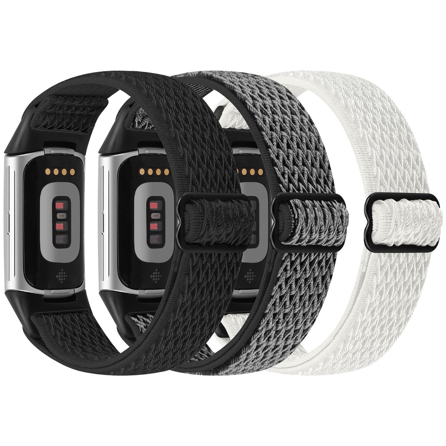 Puhuite 3 Pack Elastic Nylon Bands Compatible with Fitbit Charge 6/Fitbit Charge 5 Band, Adjustable Stretchy Nylon Loop Sports Strap Replacement Wristband for Fitbit Charge 5/Charge 6, Men and Women