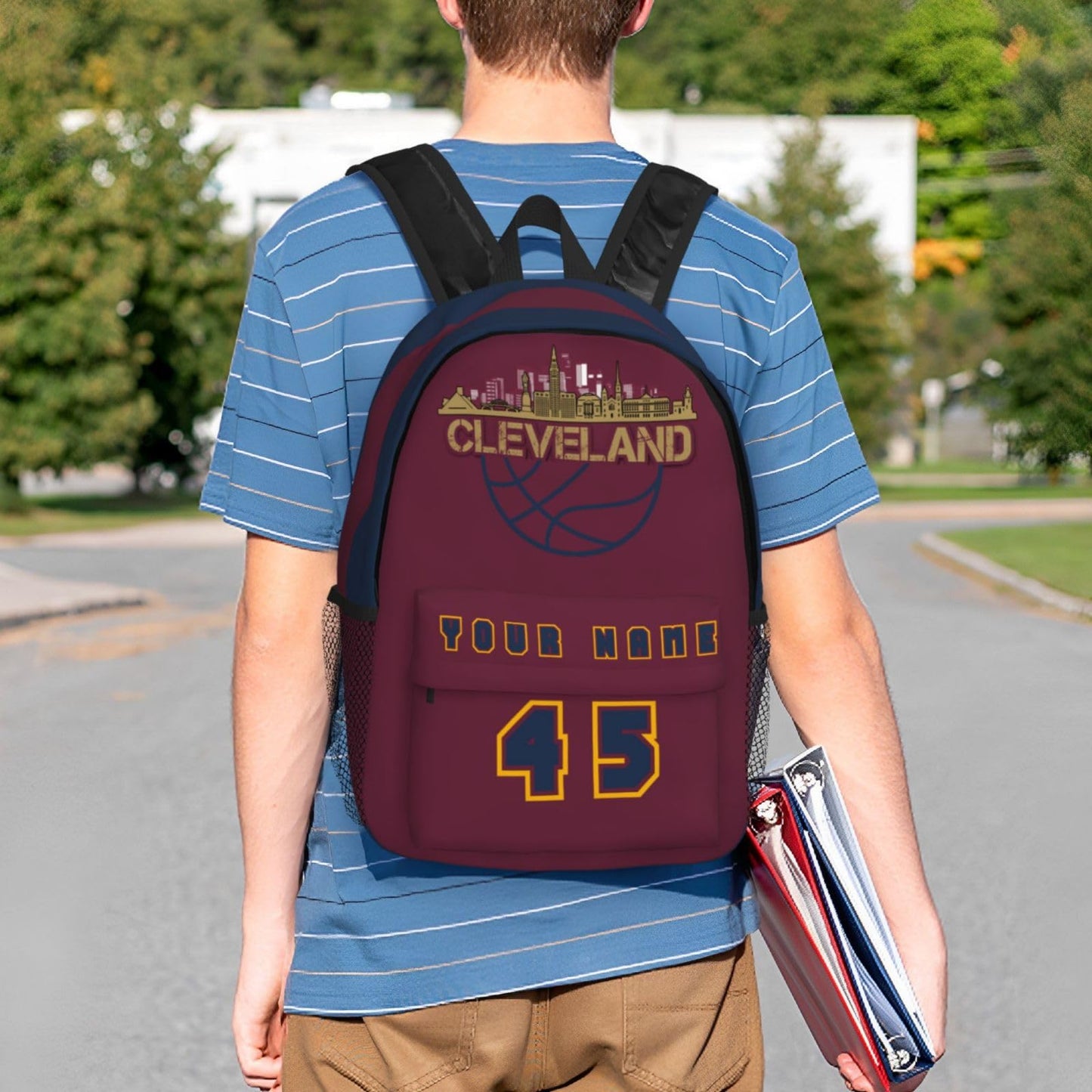 Jvpprds Cleveland Custom Backpack for Boys Personalized Schoolbag Customized Bag with Name Numbers Fans Gifts