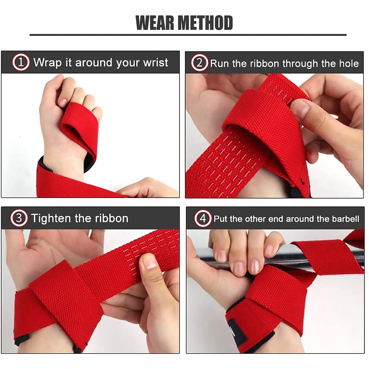 SKDK Cotton Hard Pull Wrist Lifting Straps Grips Band-Deadlift Straps with Neoprene Cushioned Wrist Padded and Anti-Skid Silicone - for Weightlifting, Bodybuilding, Xfit, Strength Training (Red)