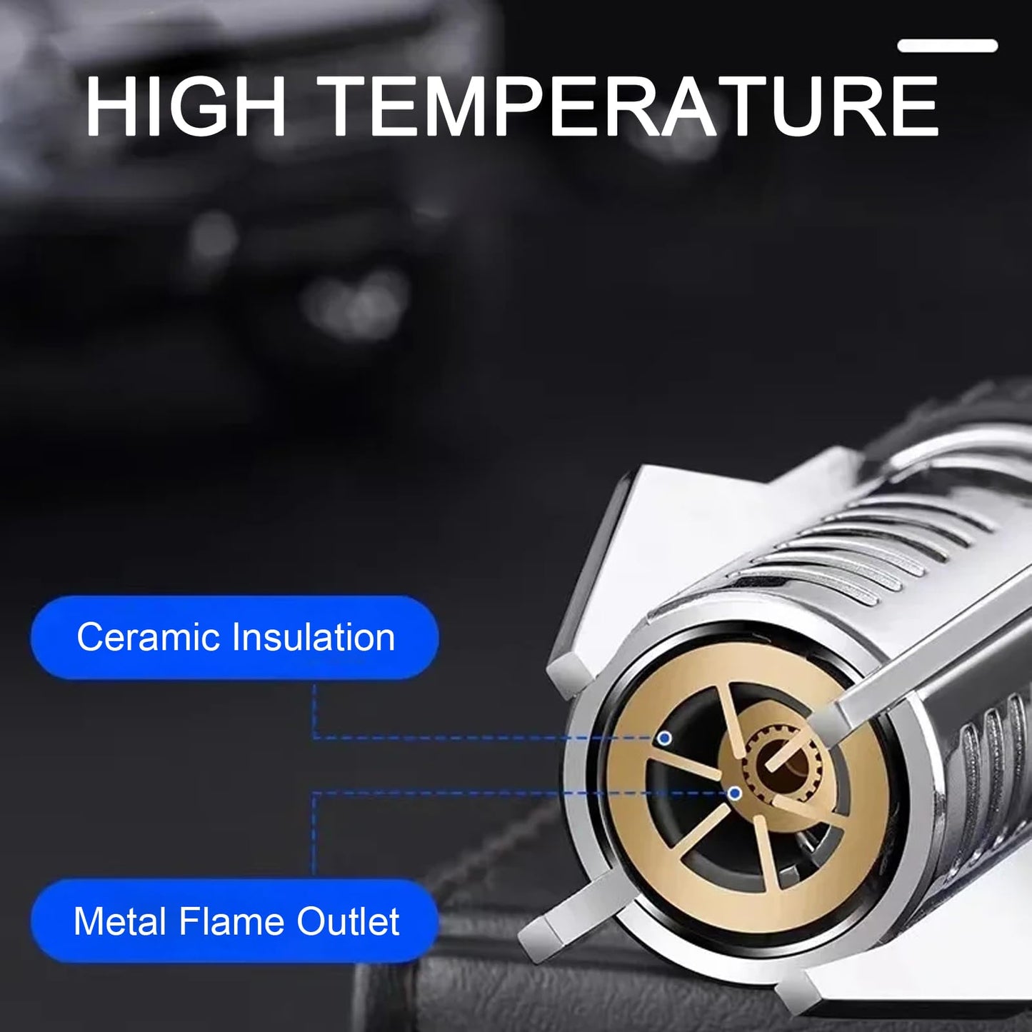Multifunctional Large Windproof Welding Torch Lighter, Torch Lighter, Powerful Adjustable Red/Blue Flame Torch Lighter, Camping Outdoor Windproof Straight Flame Lighter for BBQ, Gift (NO Gas) (Silver)
