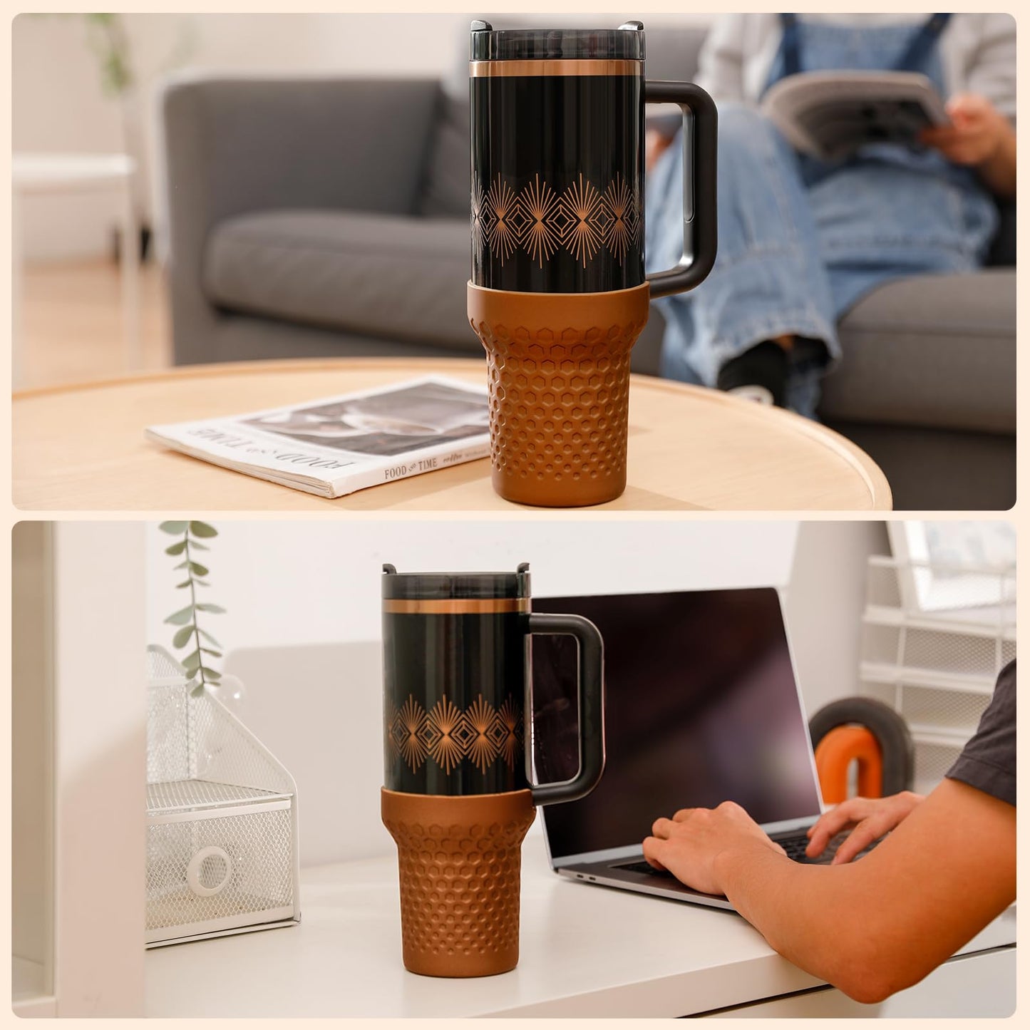 Thxbag Silicone Boot Compatible with Stanley Cup 40oz, Metallic Glitter Boot Sleeve Cover Adapt for Stanley H2.0 and Quencher Adventure Tumbler Accessories (Gold, 40oz)