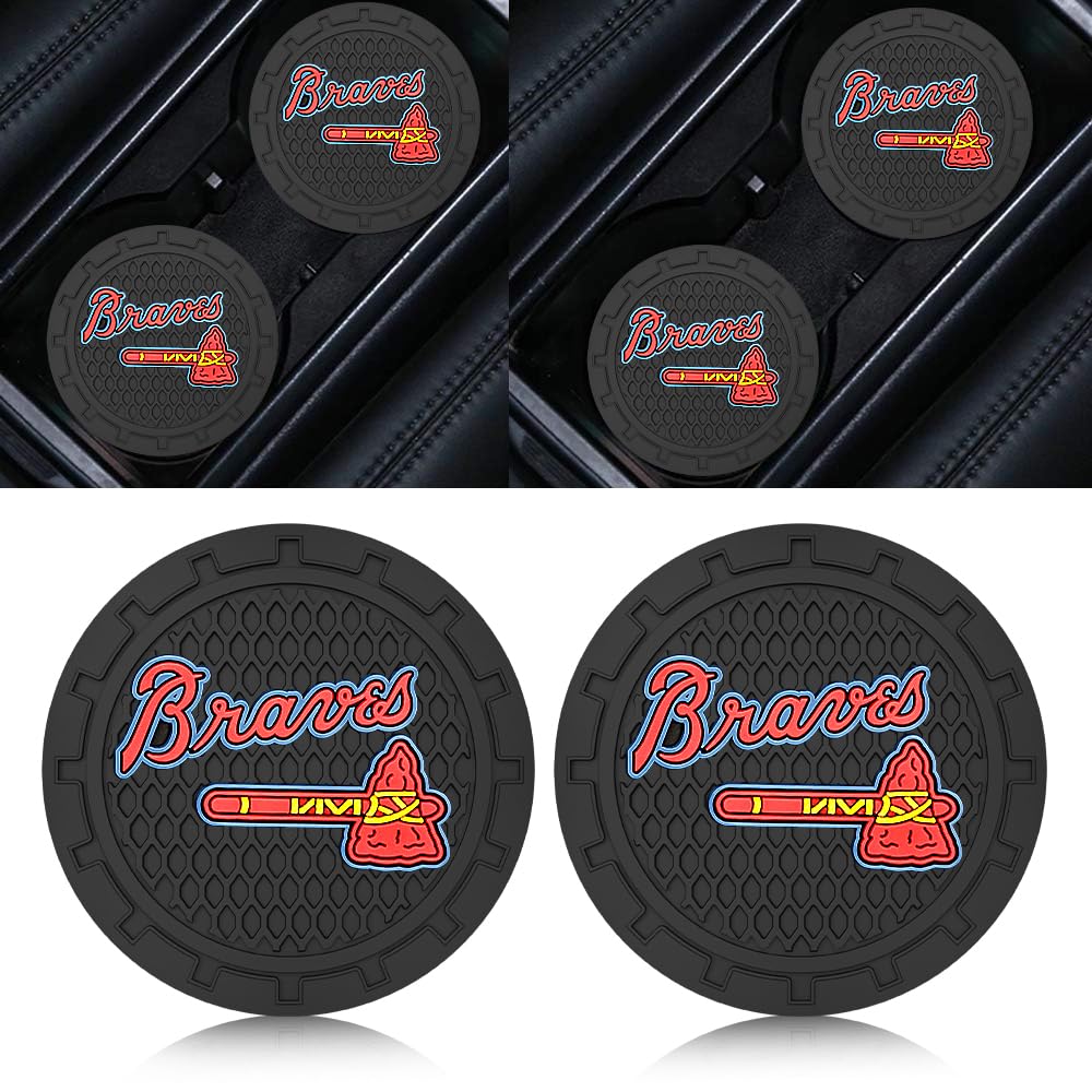 UMLYOP Braves Car Cup Holder Coasters for Baseball Fans,Atlanta Braves Car Coasters for Car Cup Holder,Baseball Stuffs Braves Car Cup Holder Insert,Souvenir/Gifts for Baseball Fans,Car Cup Mat,2.75''
