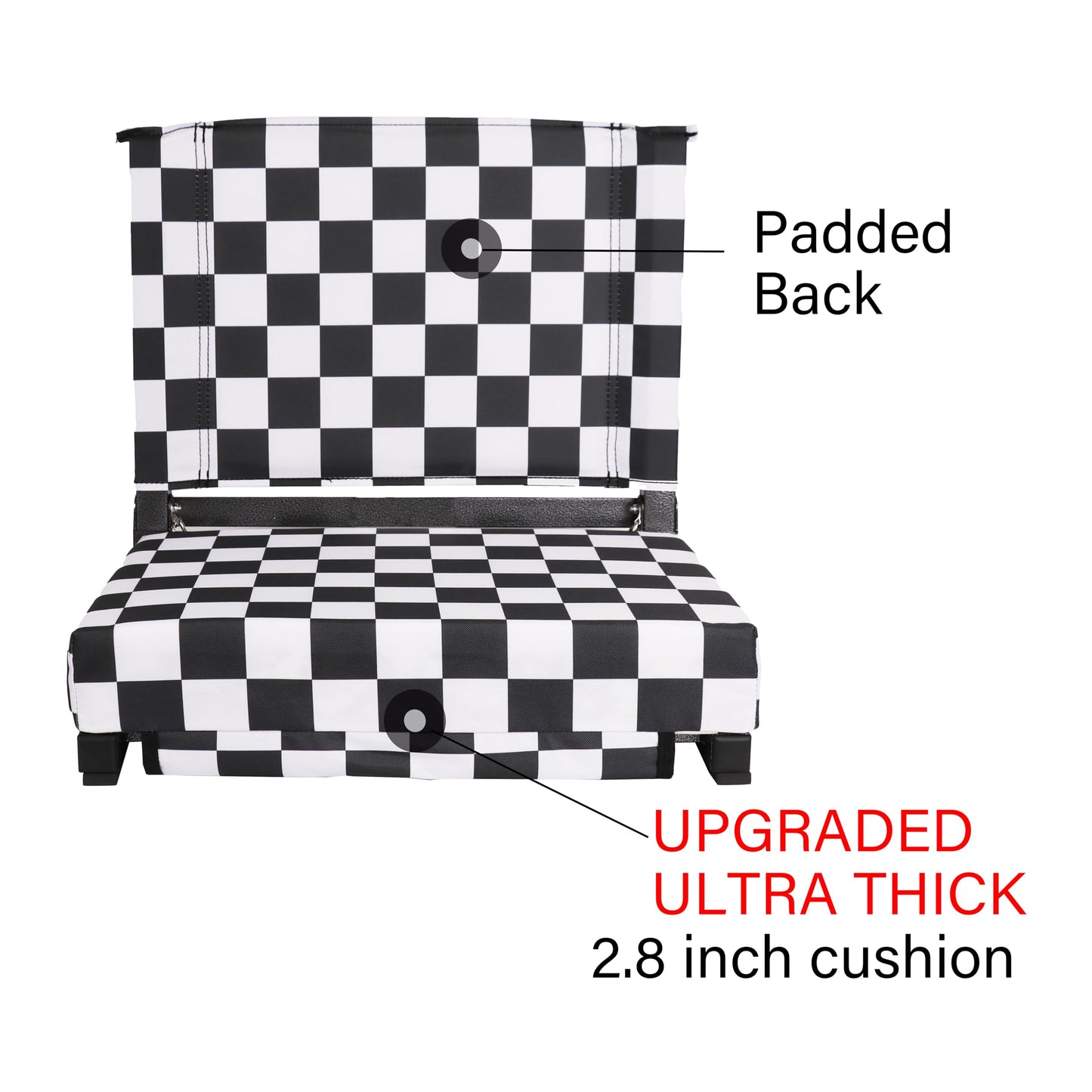 SPORT BEATS Stadium Seats with Back Support Bleacher Chairs with Back and Cushion Thick Padded Bleacher Seats Includes Shoulder Strap