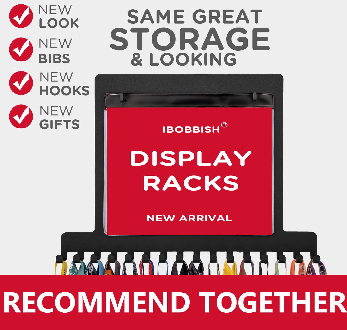 iBobbish Sports Marathon Medal Display Hanger Holder Racks Frame Wall Mount Over 40 Medals Upgraded 3 Lines with 3 Screws Easy to Install Easy to use-White